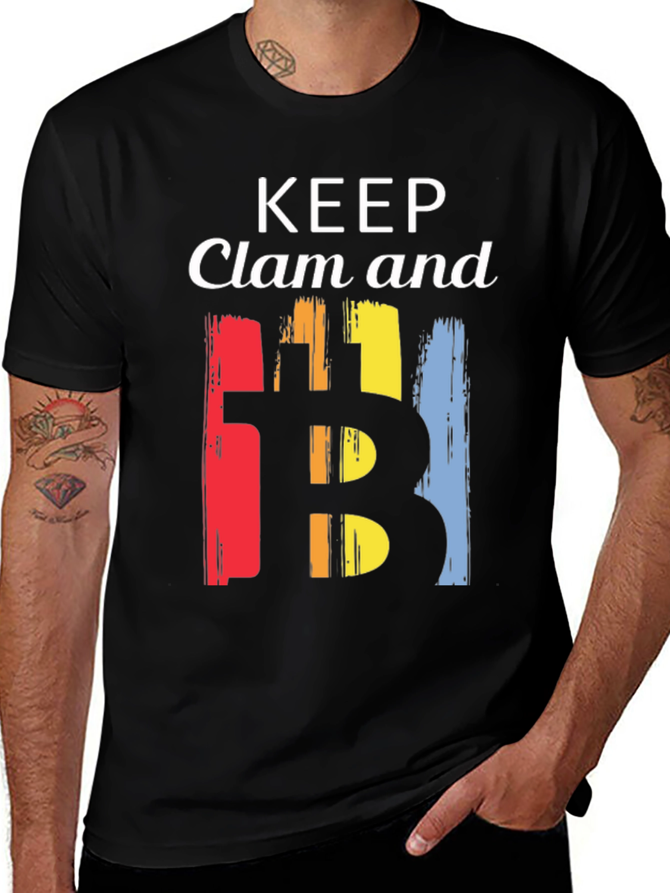 Variant 19 of Keep Clam and Bitcoin T-Shirt Crypto Currency Tee