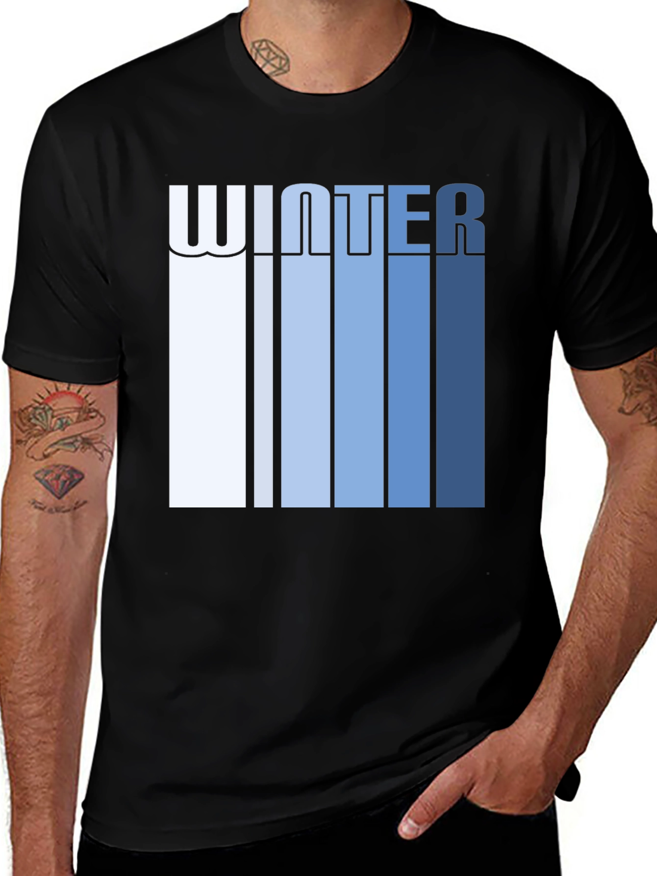 Variant 3 of Winter Striped Graphic Tee - Black