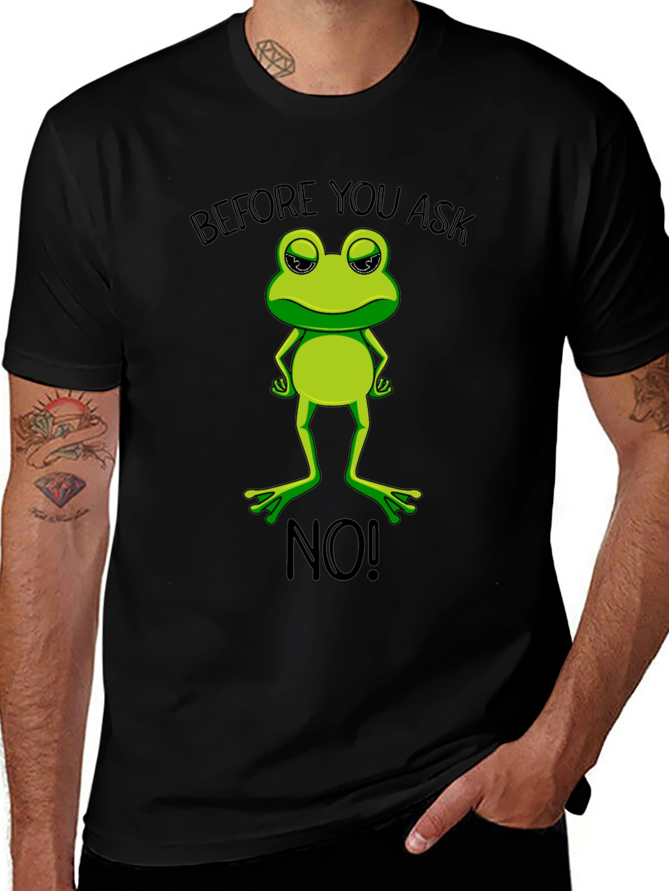 Variant 11 of Funny Frog Graphic T-Shirt - Before You Ask, No!