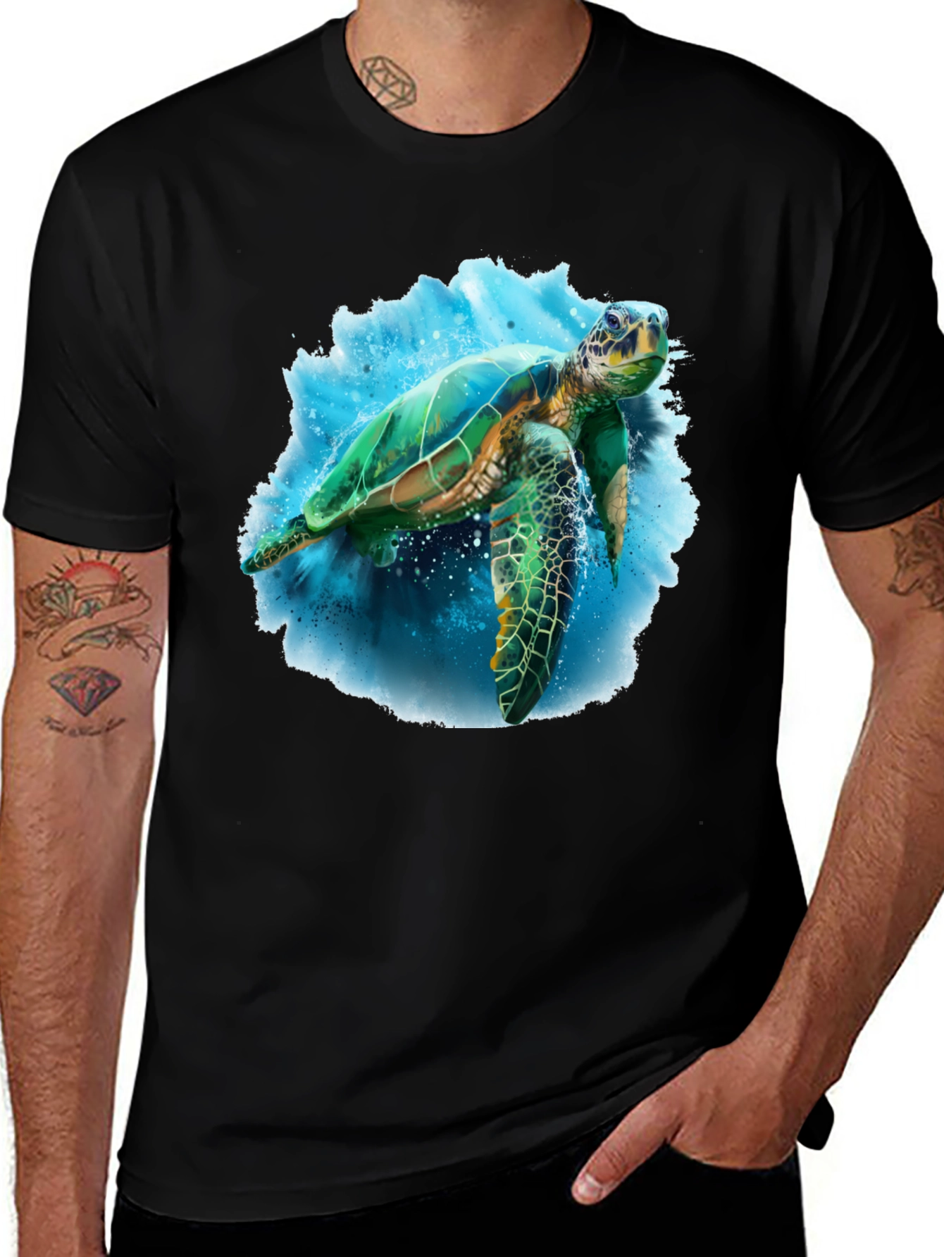 Variant 8 of Sea Turtle Graphic Tee - Ocean Lover's Black T-Shirt