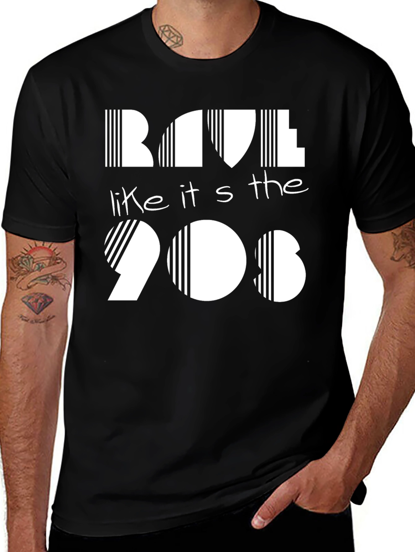 Variant 24 of Rave Like It's the 90s Black Graphic Tee