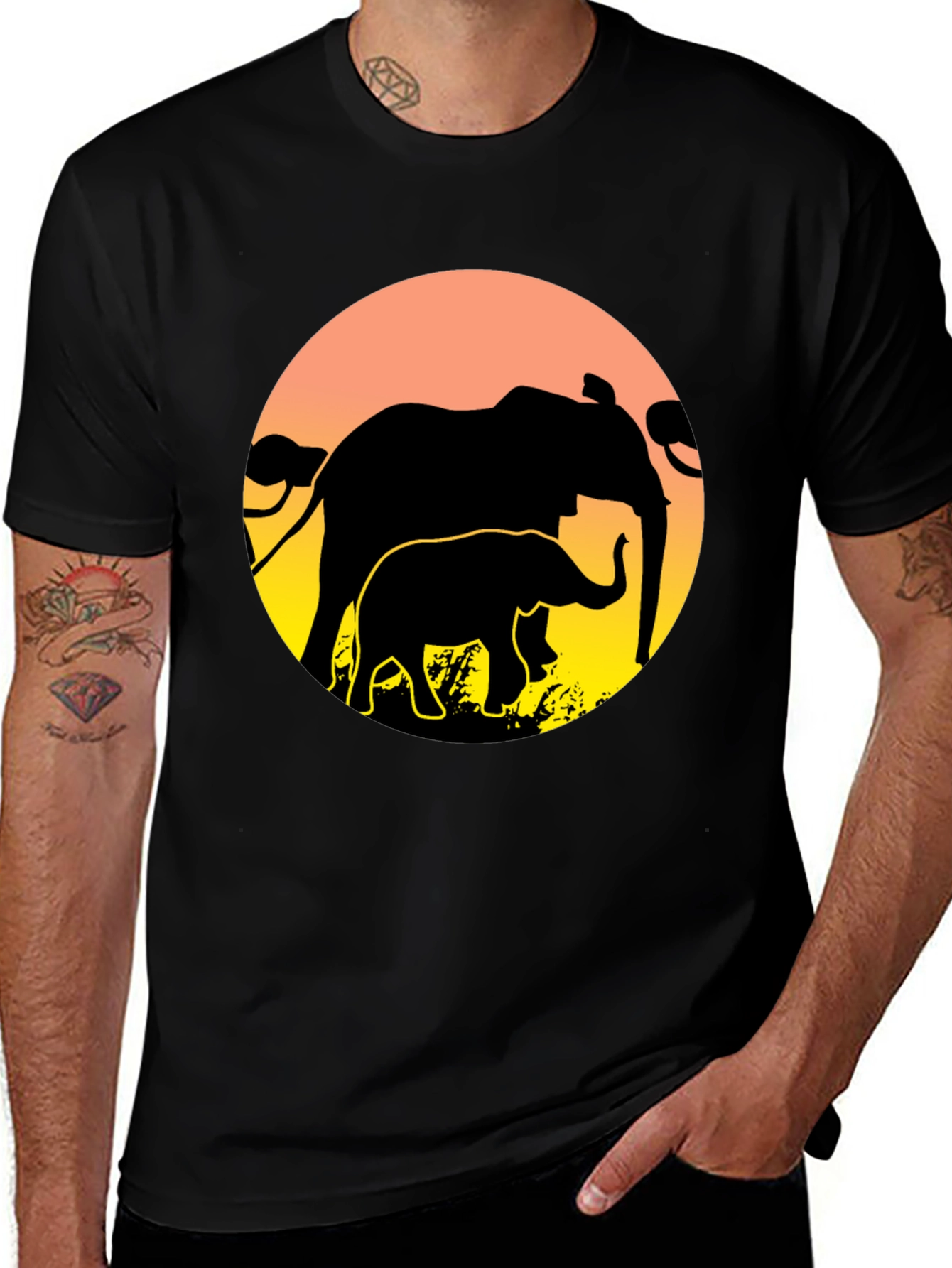 Variant 12 of Elephant Silhouette Sunset Graphic T-Shirt