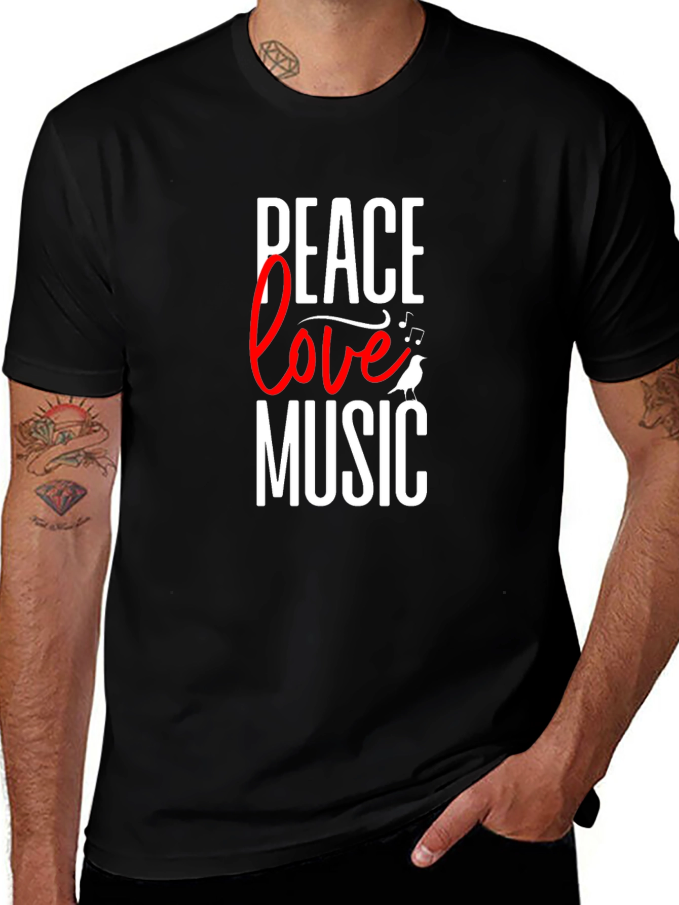 Variant 22 of Peace Love Music Graphic Tee