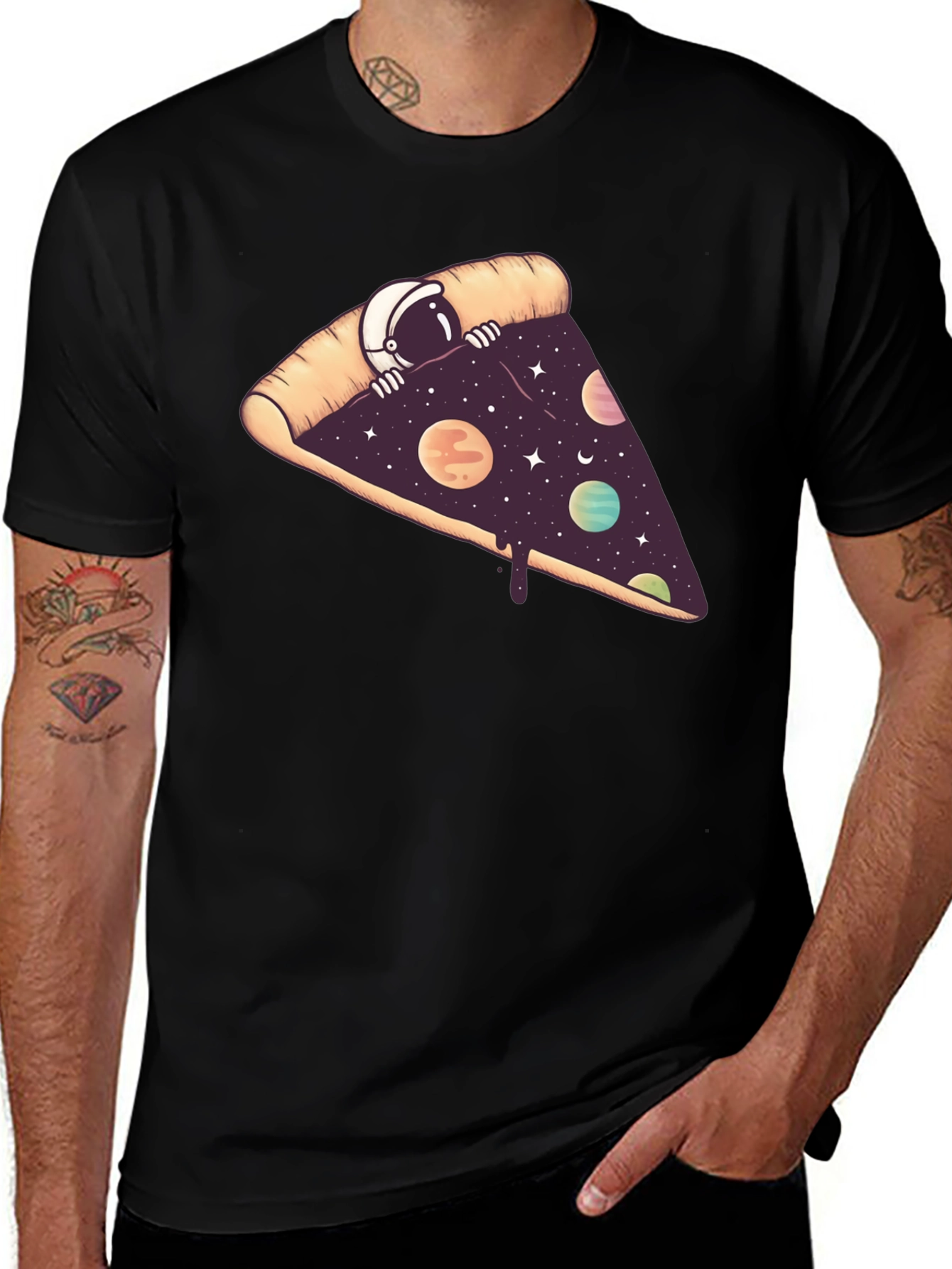 Variant 27 of Cosmic Pizza Black T-Shirt