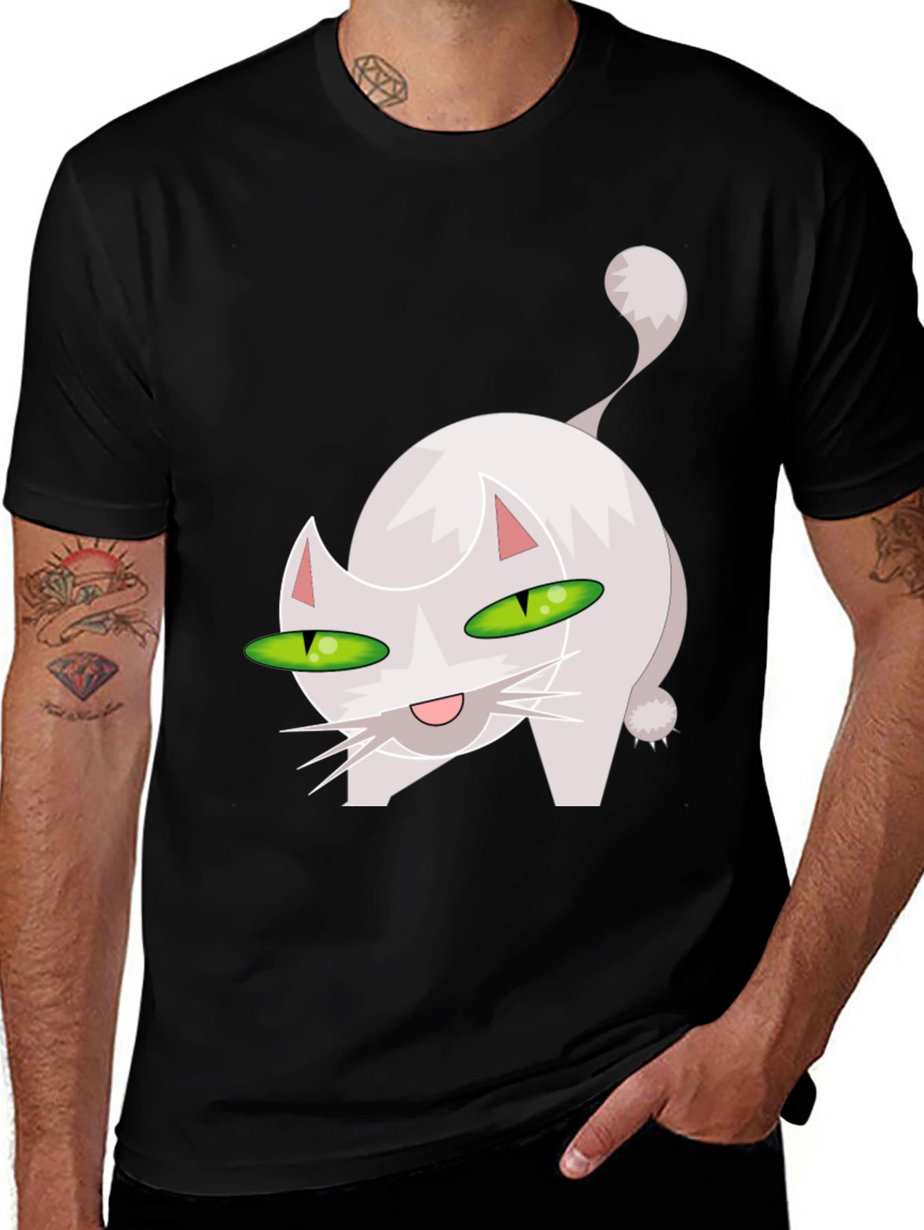Variant 5 of Cat Graphic Black T-Shirt