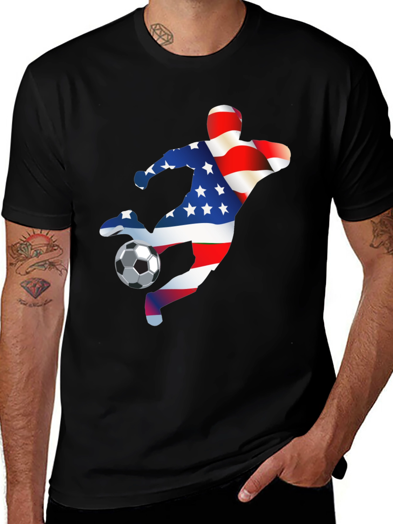 Variant 26 of USA Soccer T-Shirt - Patriotic American Flag Design