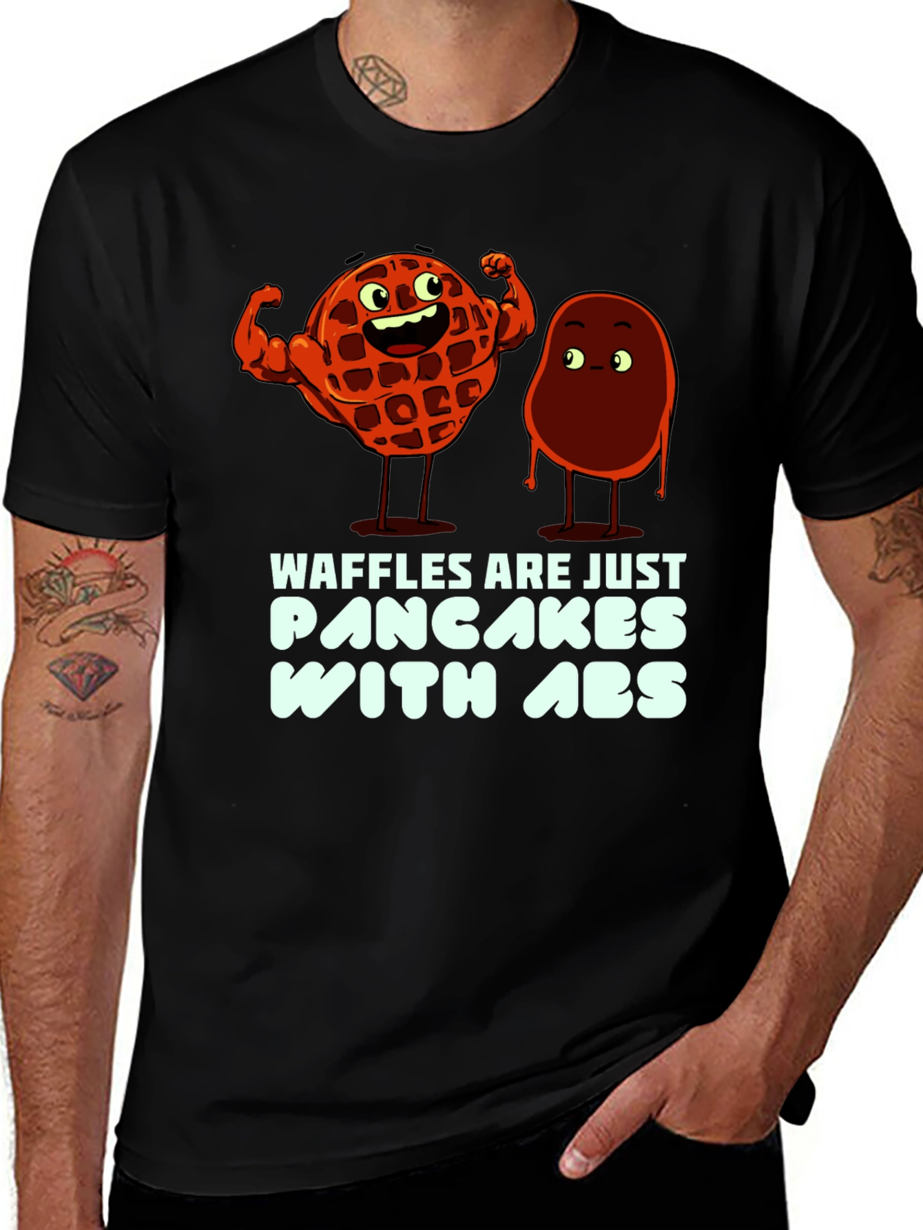 Waffle Pancakes with Abs Graphic T-Shirt