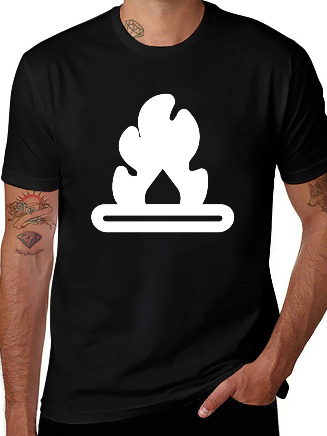 Variant 22 of Campfire Graphic Tee - Black Cotton Casual Shirt