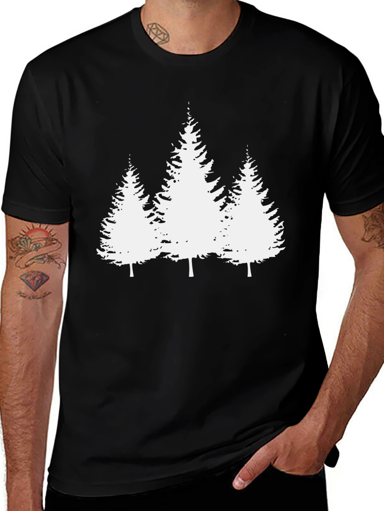 Variant 28 of Nature Pines Graphic Tee - Stylish Black T-Shirt