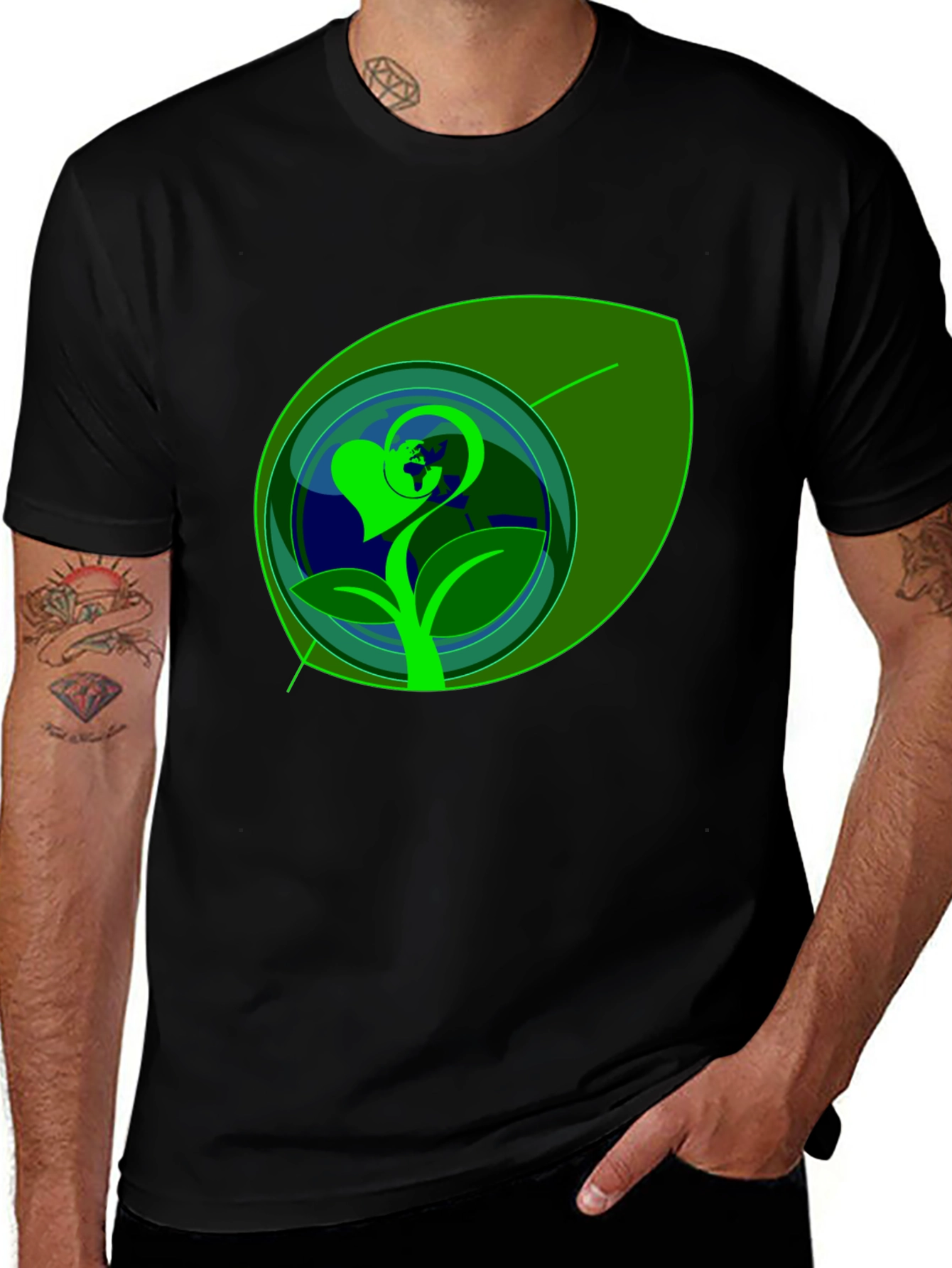 Variant 13 of Eco-Friendly Earth Heart Graphic Tee
