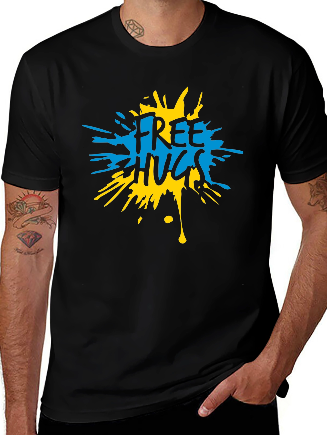 Variant 30 of Free Hugs Graphic Tee - Bold Ukraine Colors