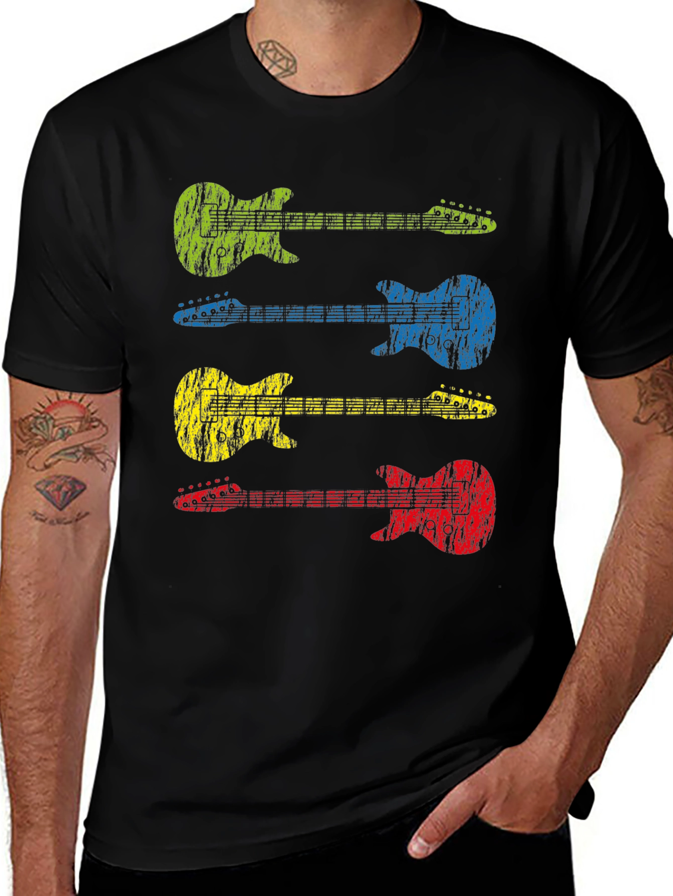 Variant 10 of Retro Guitar Graphic Tee - Classic Rock Fan T-Shirt