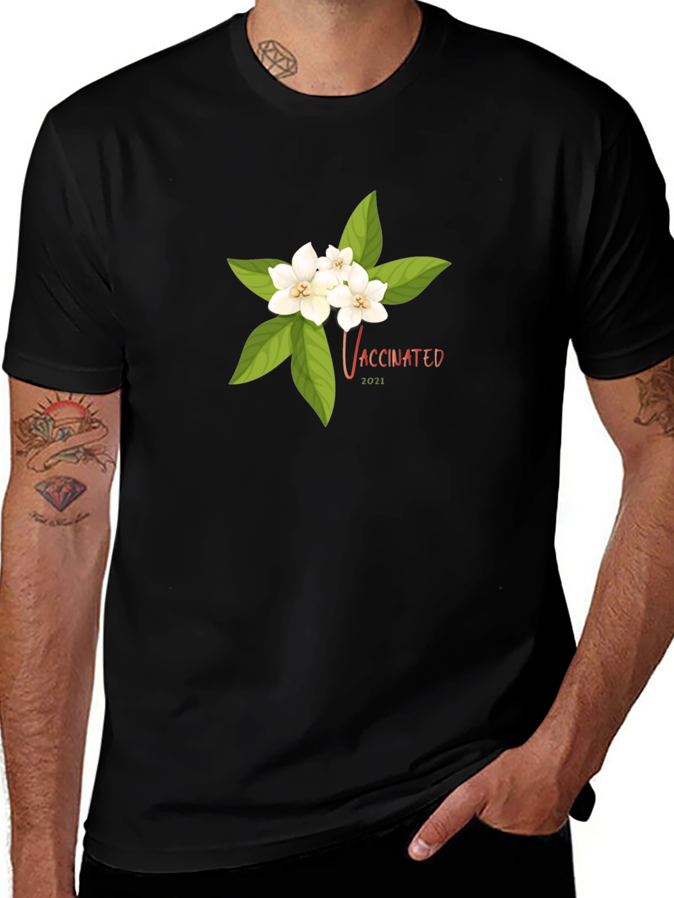 Variant 8 of Vaccinated 2021 Floral T-Shirt