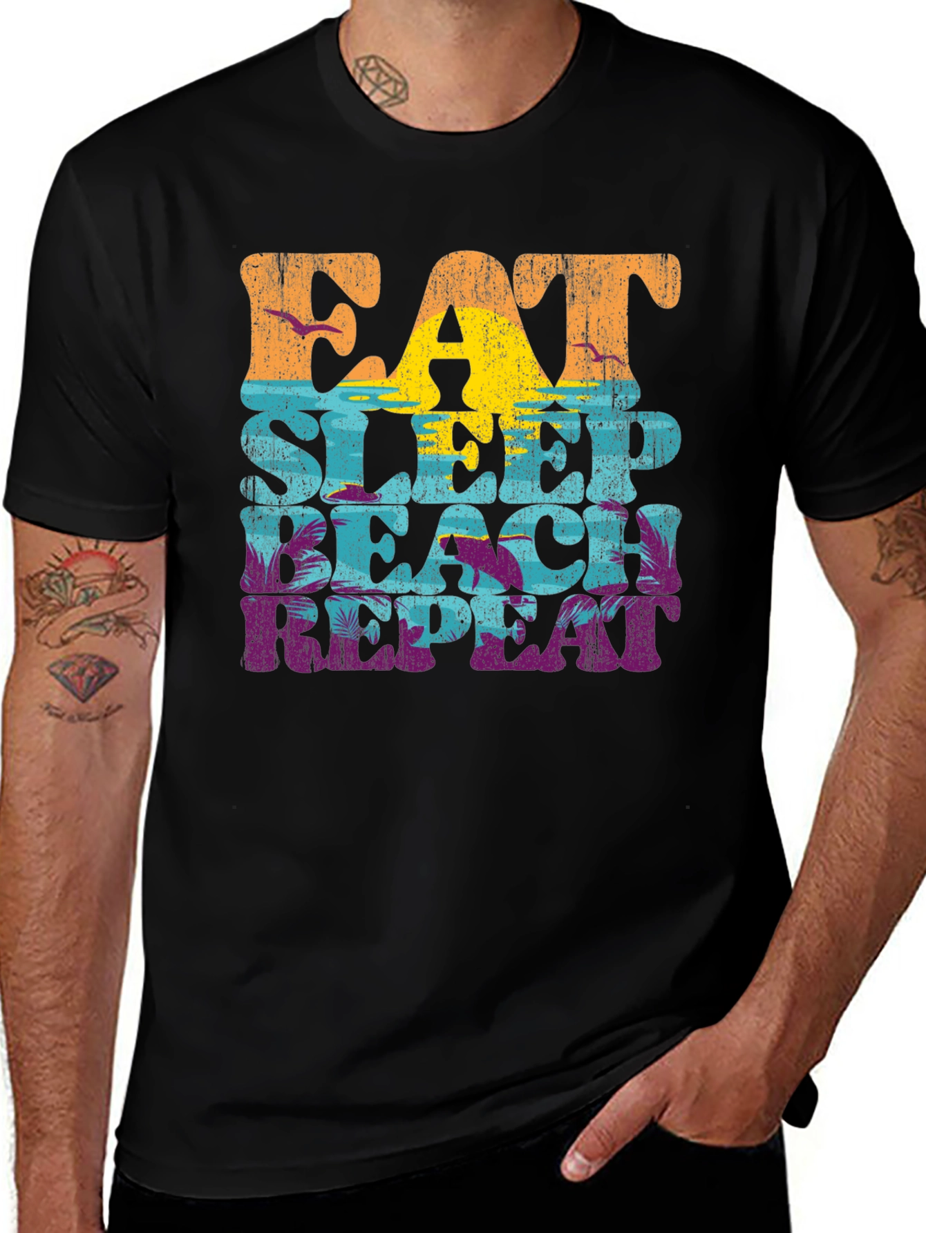 Variant 14 of Eat Sleep Beach Repeat Graphic T-Shirt