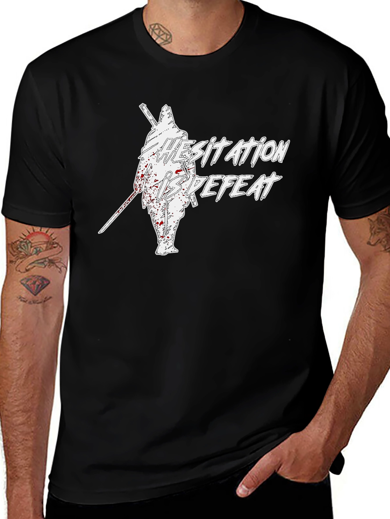 Variant 6 of Hesitation is Defeat Black T-Shirt