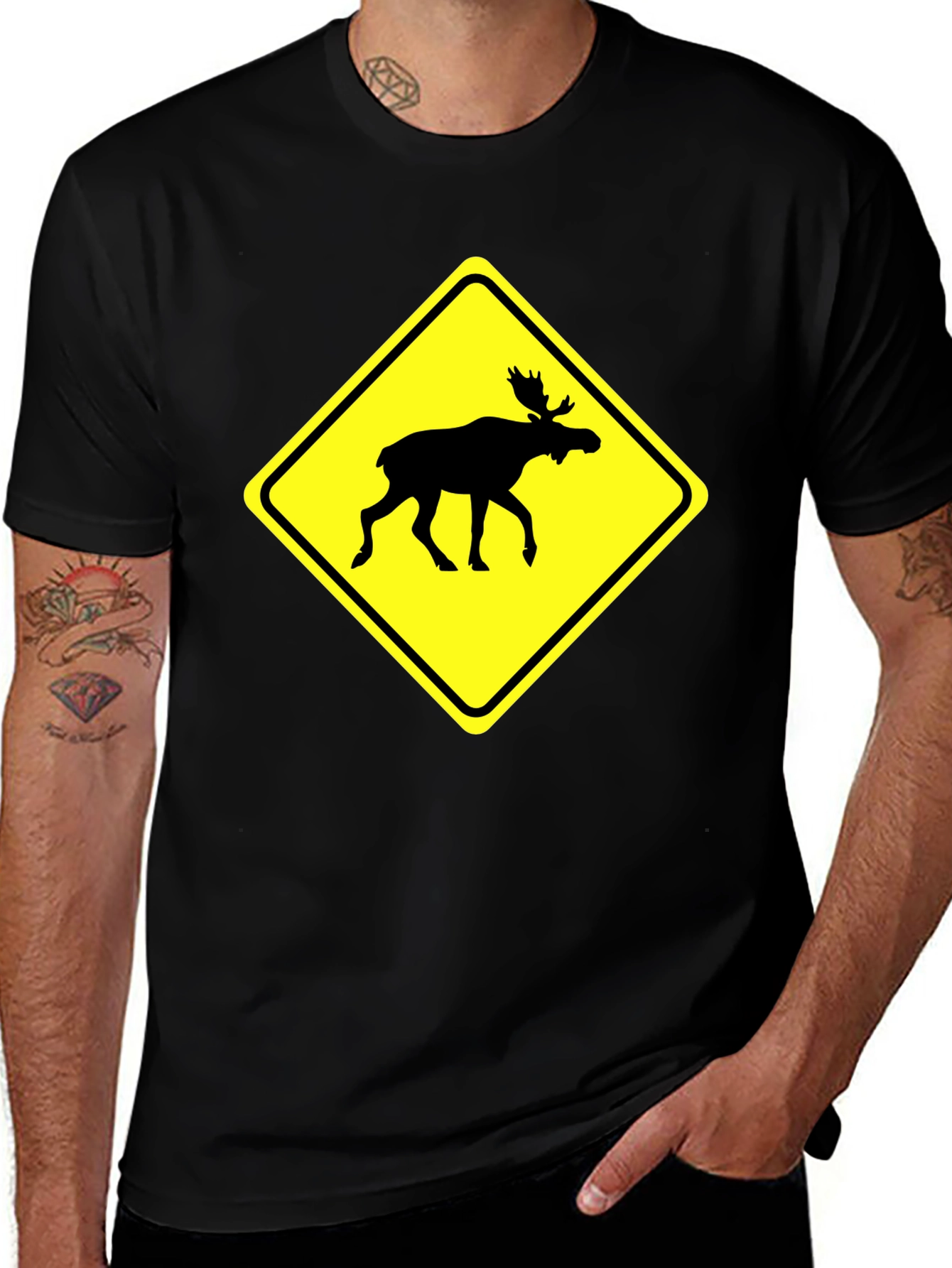Variant 18 of Moose Crossing Sign Graphic T-Shirt