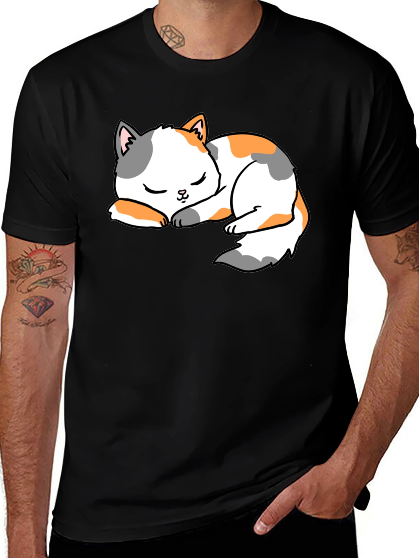 Variant 19 of Cute Sleeping Cat Black T-Shirt