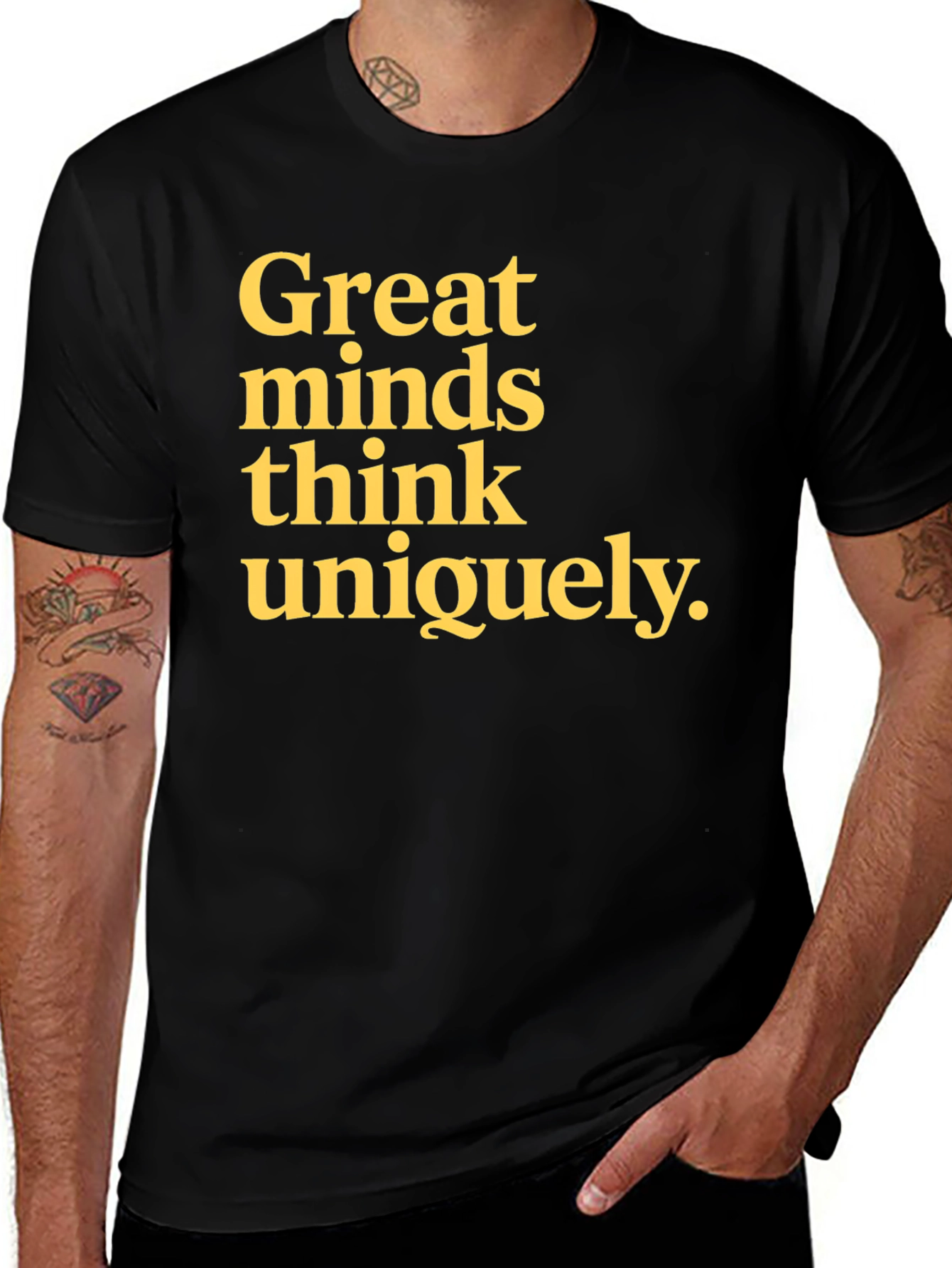 Variant 14 of Great Minds Think Uniquely Graphic Tee - Black