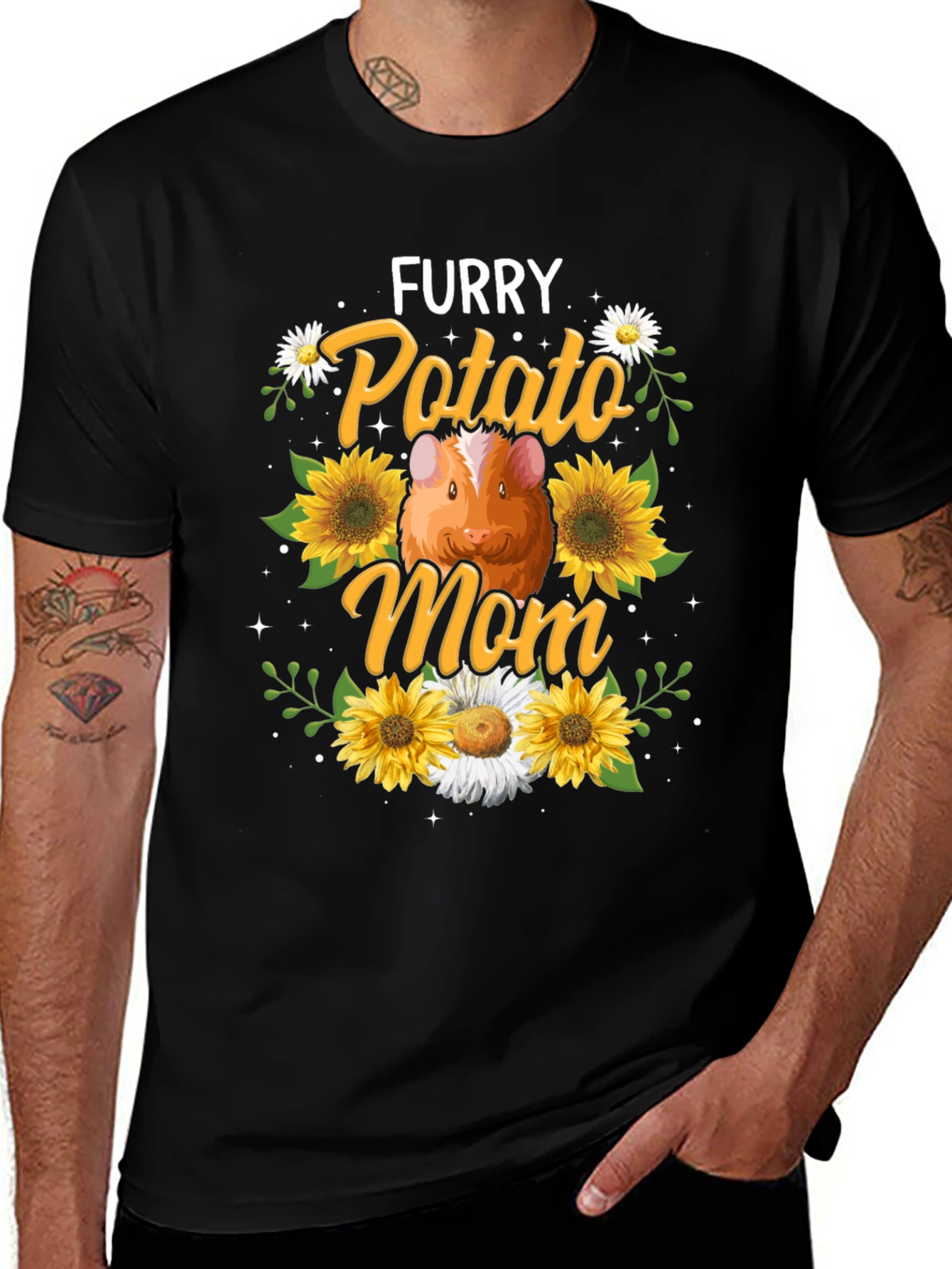Black Furry Potato Mom Graphic T-Shirt main image
