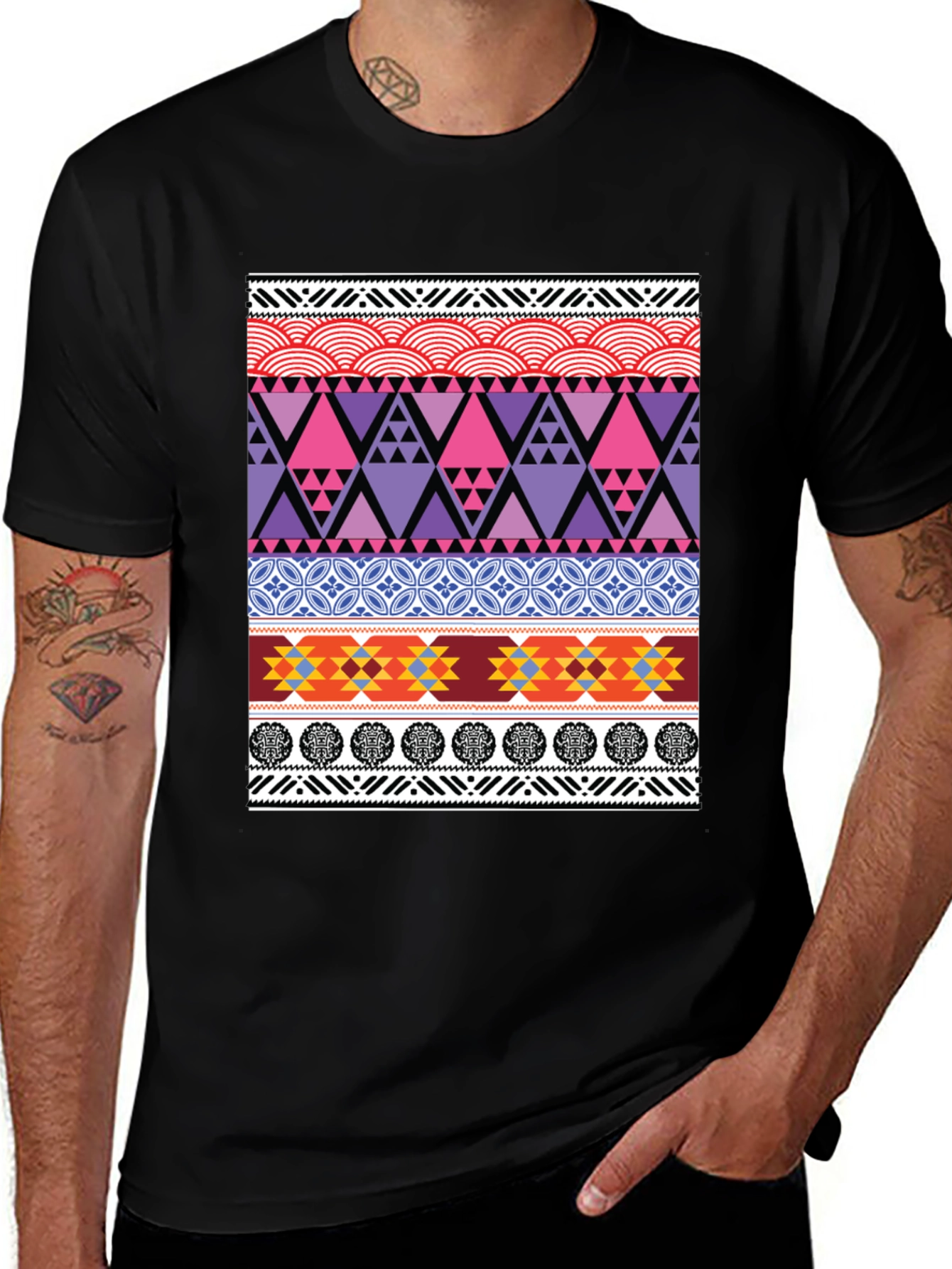 Variant 14 of Tribal Pattern Graphic Tee - Stylish Menswear