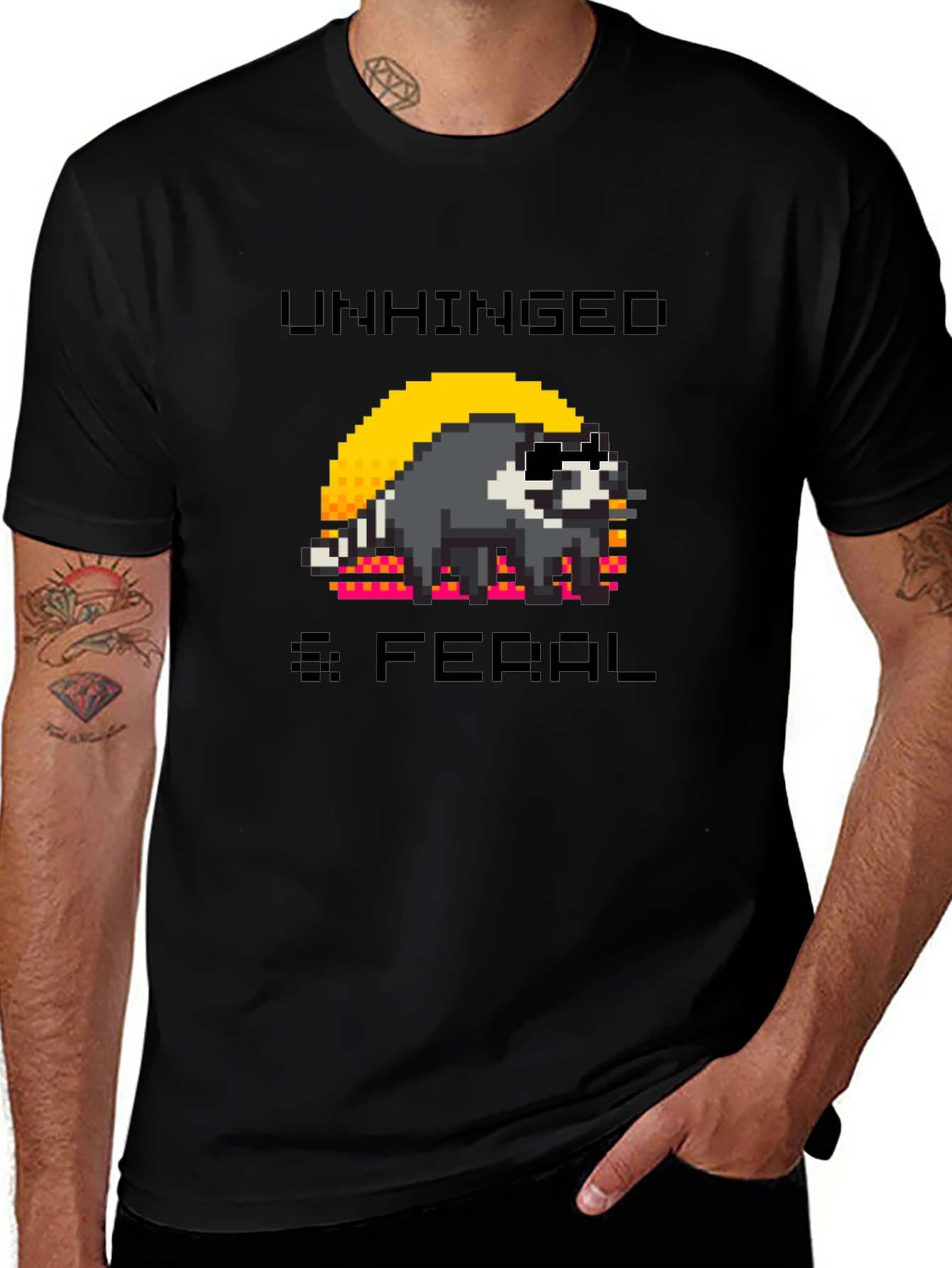 Variant 22 of Unhinged & Feral Raccoon Pixel Art Graphic T-Shirt