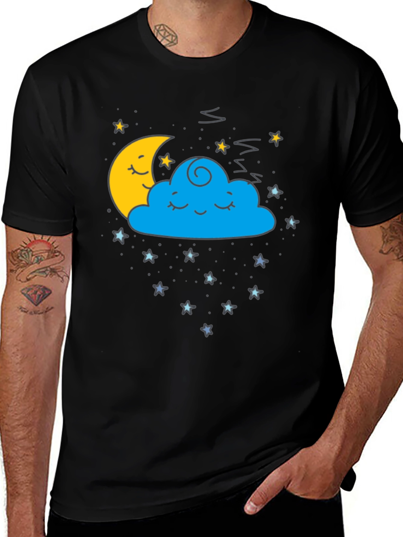 Variant 10 of Sleepy Moon and Cloud Graphic Tee