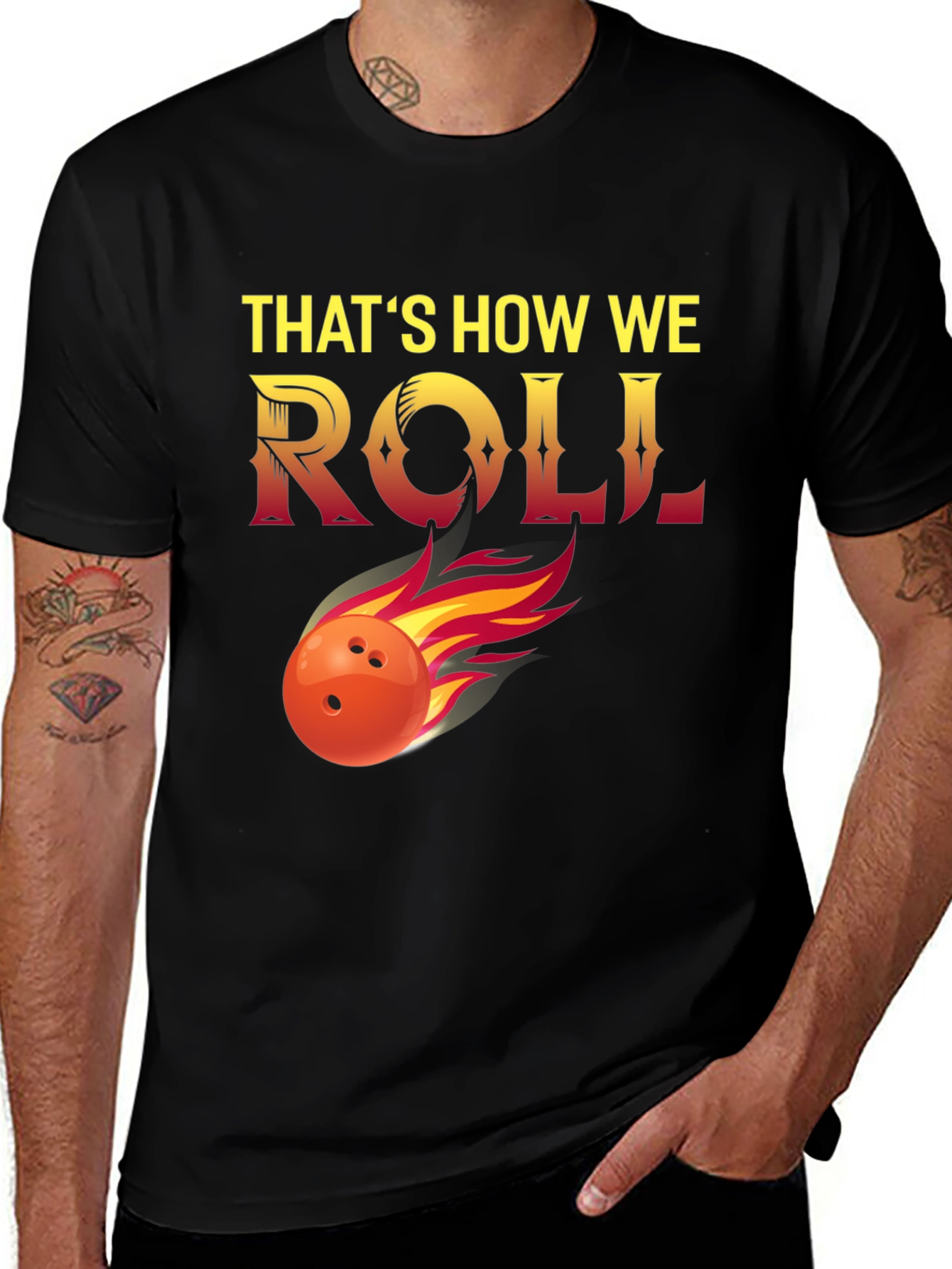 Black That's How We Roll Bowling T-Shirt main image