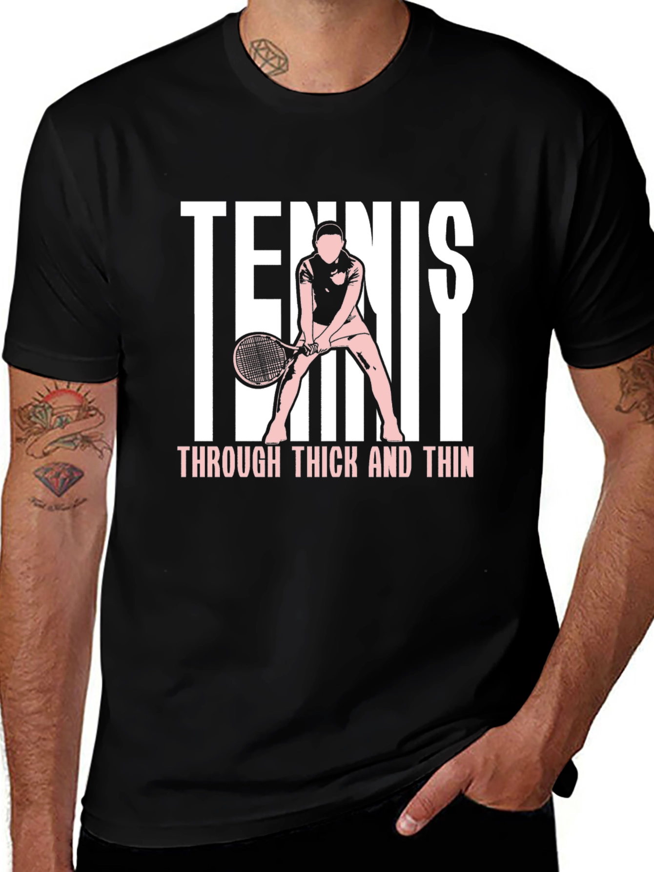 Black Tennis Through Thick & Thin Graphic T-Shirt main image