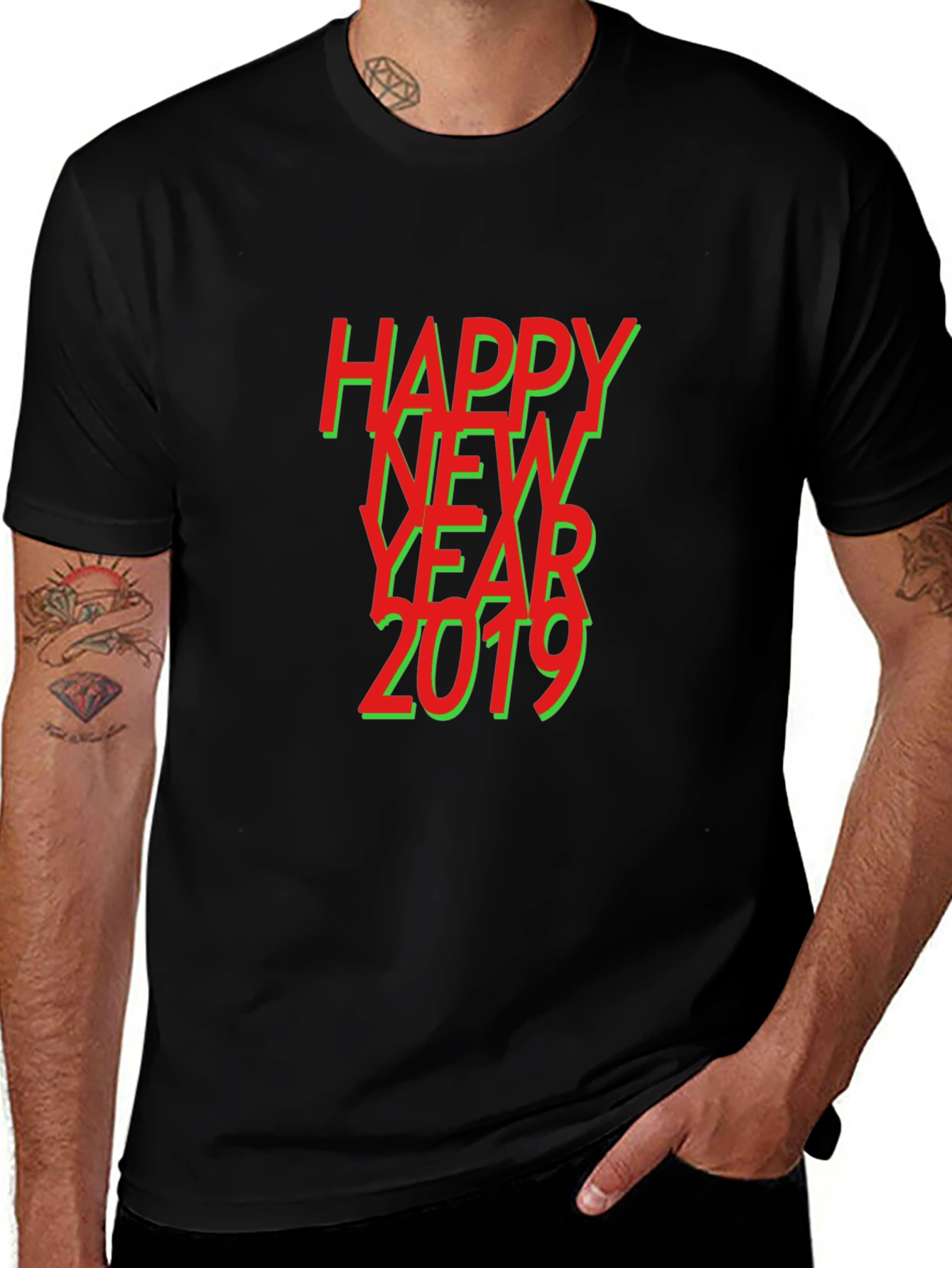 Variant 27 of Happy New Year 2019 Graphic Tee - Black
