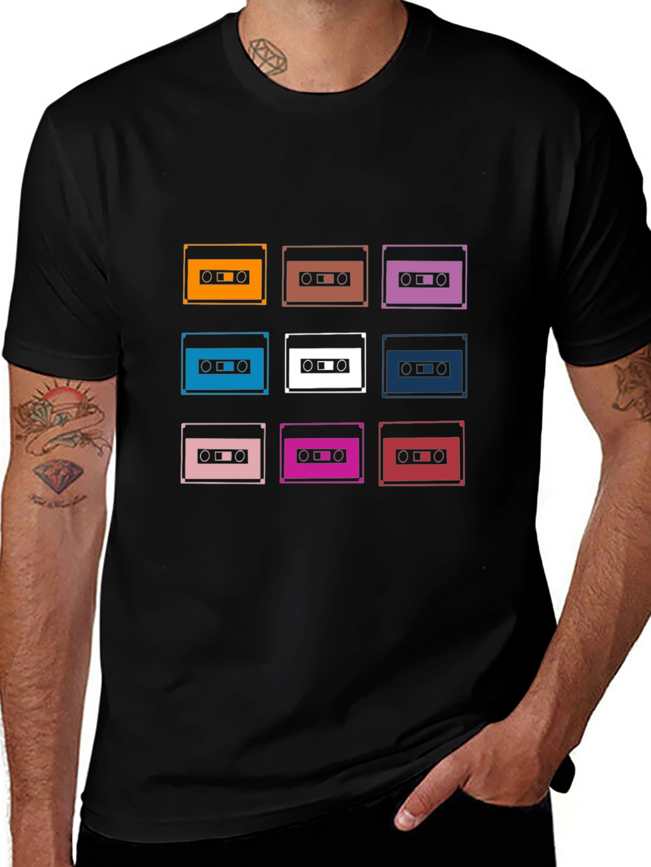 Variant 7 of Retro Cassette Tape Graphic Tee - Black