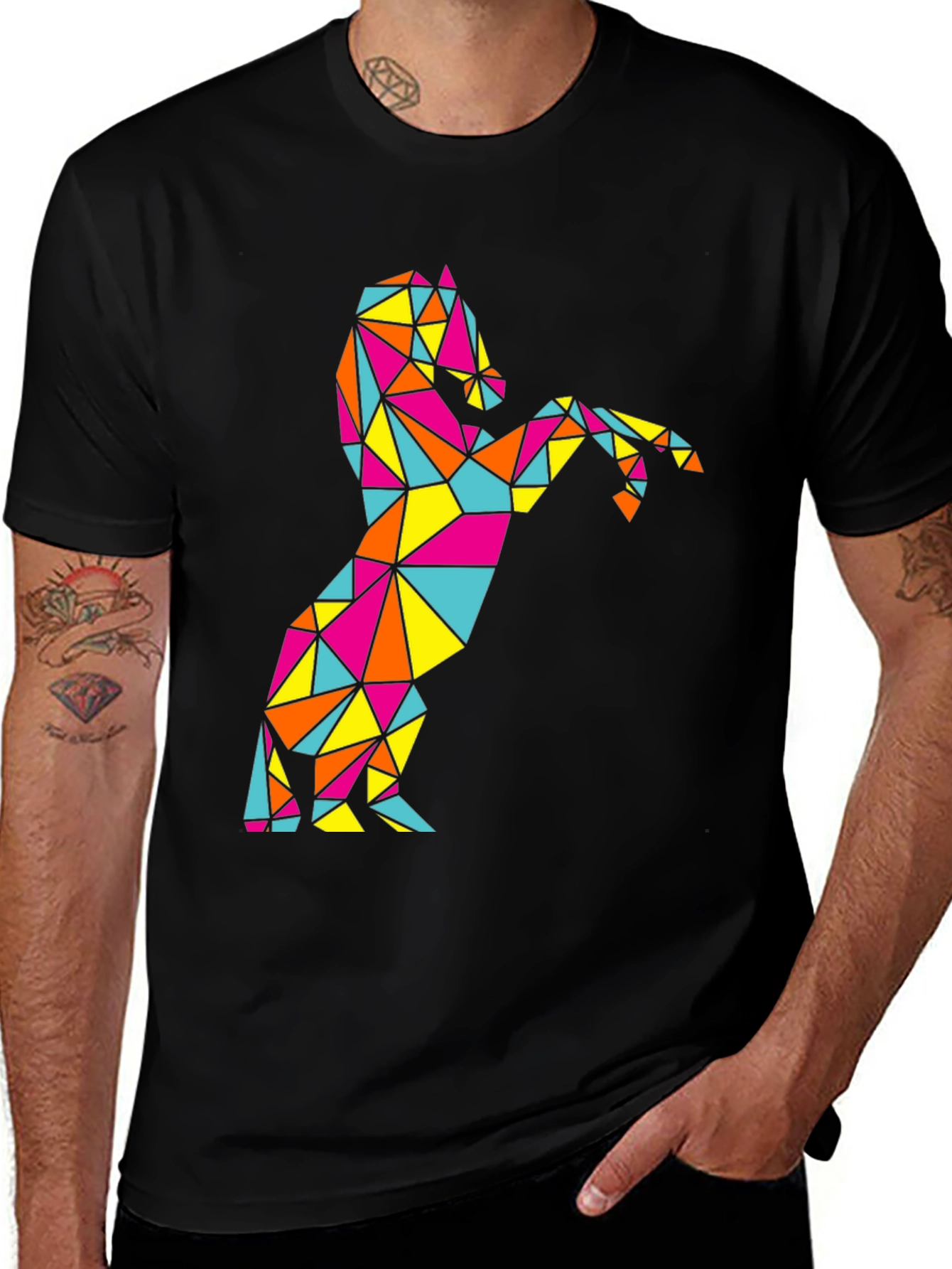 Variant 30 of Geometric Horse Graphic Tee - Black
