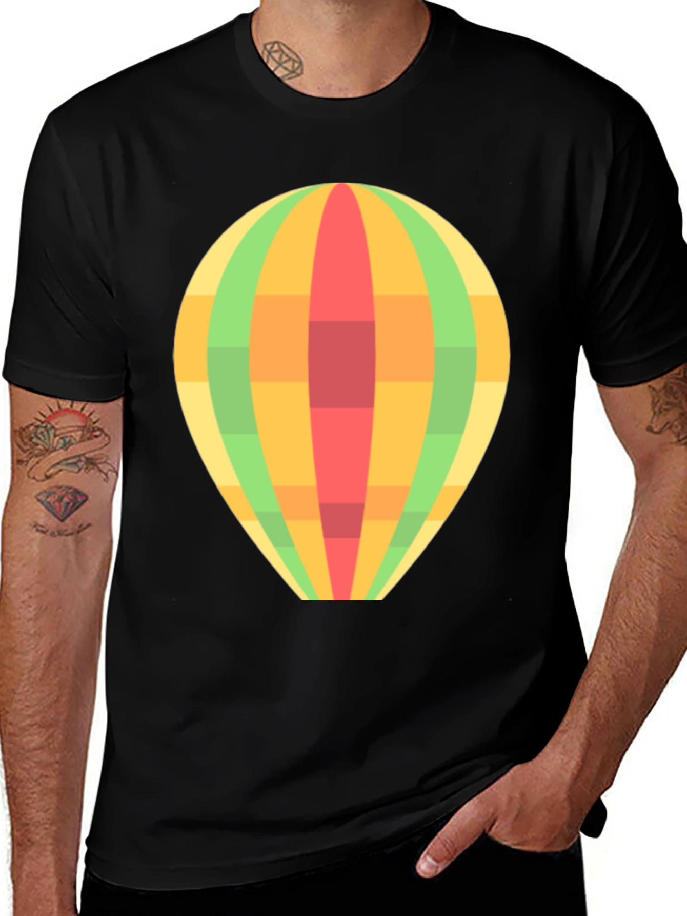 Hot Air Balloon Graphic Tee - Black