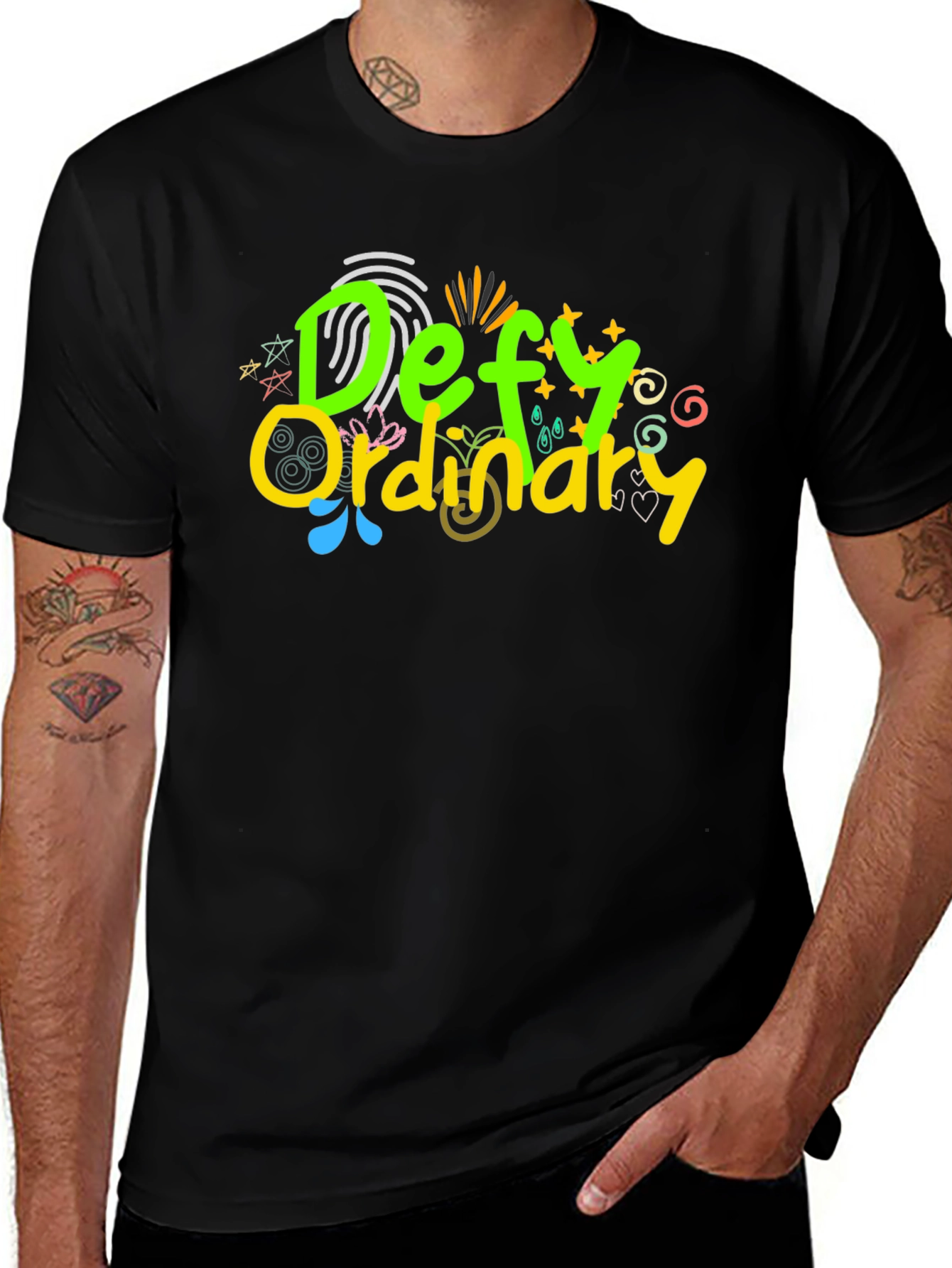 Variant 10 of Defy Ordinary Graphic Print Black T-Shirt