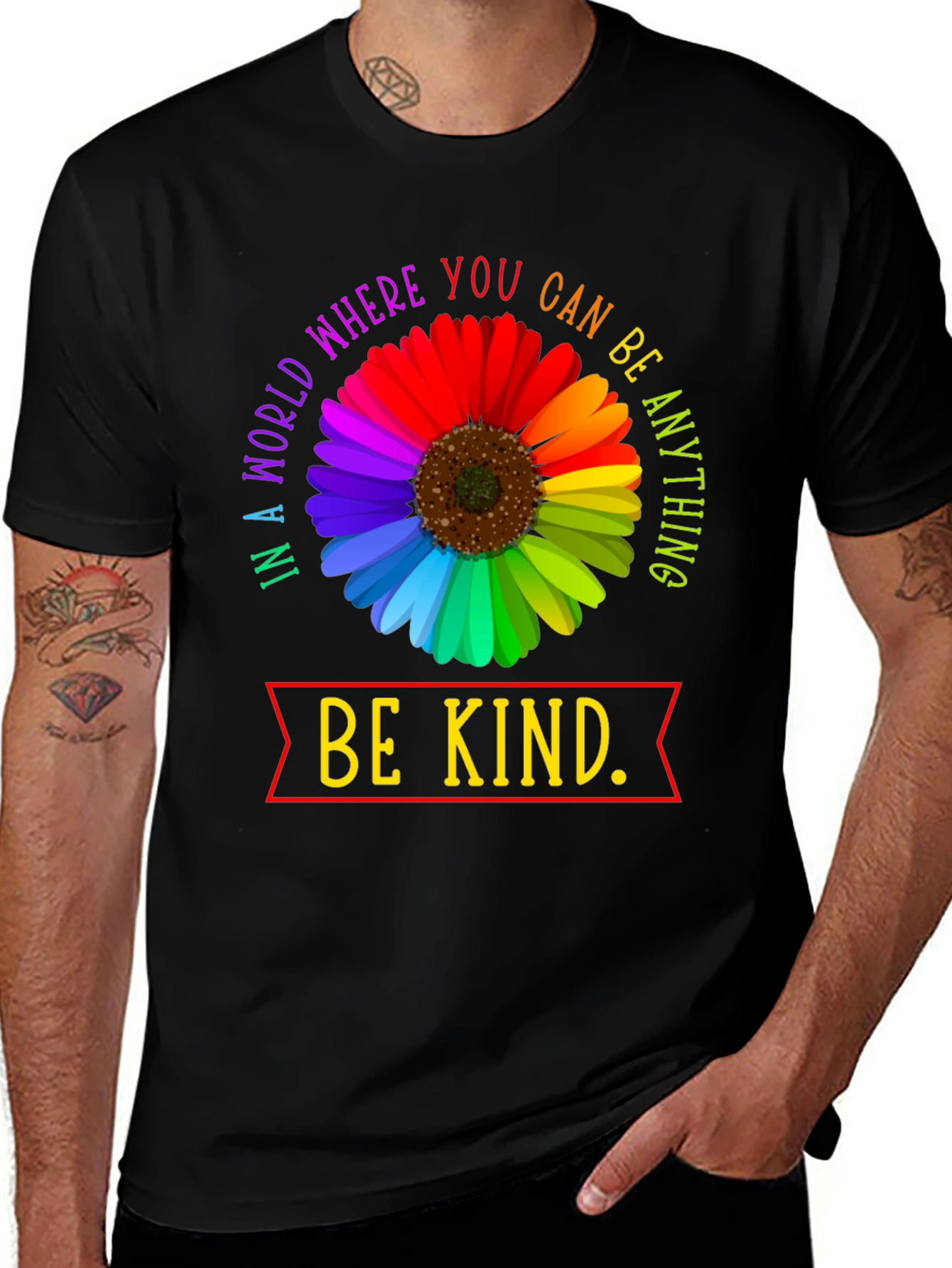 Variant 21 of Be Kind Rainbow Flower Graphic T-Shirt