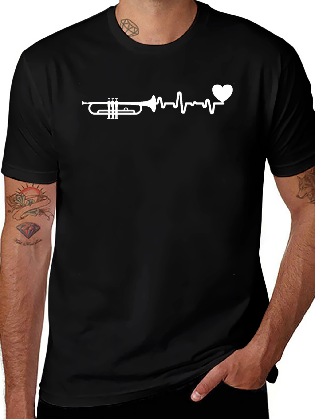 Variant 24 of Trumpet Heartbeat Graphic Tee - Musician's Love