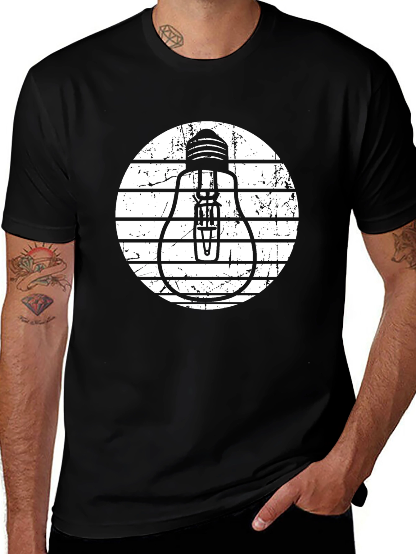 Black T-Shirt with Light Bulb Graphic