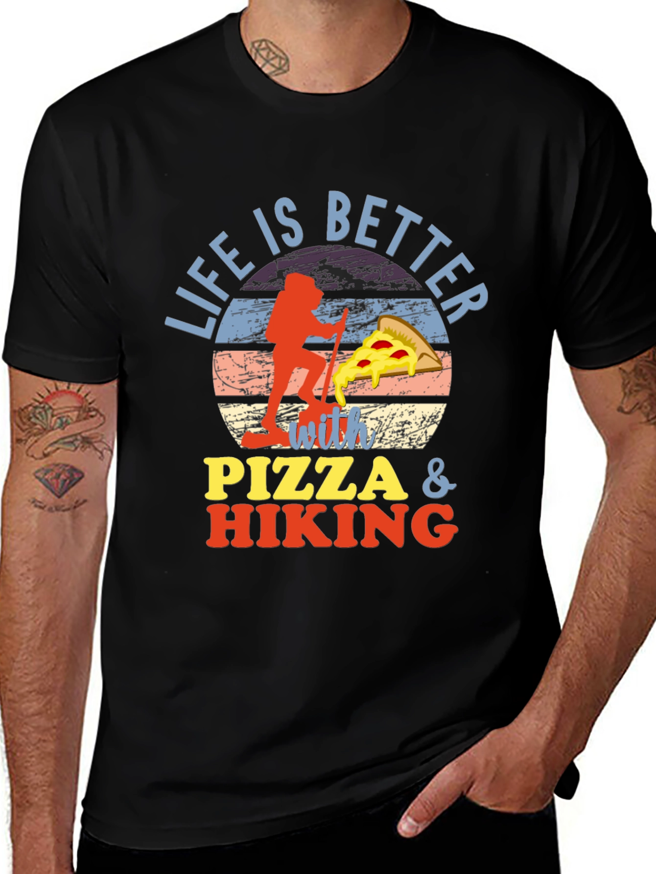 Variant 18 of Life is Better with Pizza & Hiking Graphic T-Shirt