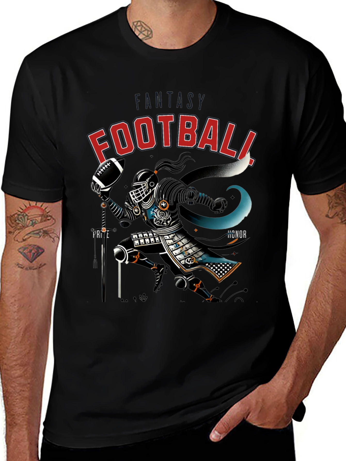 Variant 13 of Football Samurai Graphic Tee - Black