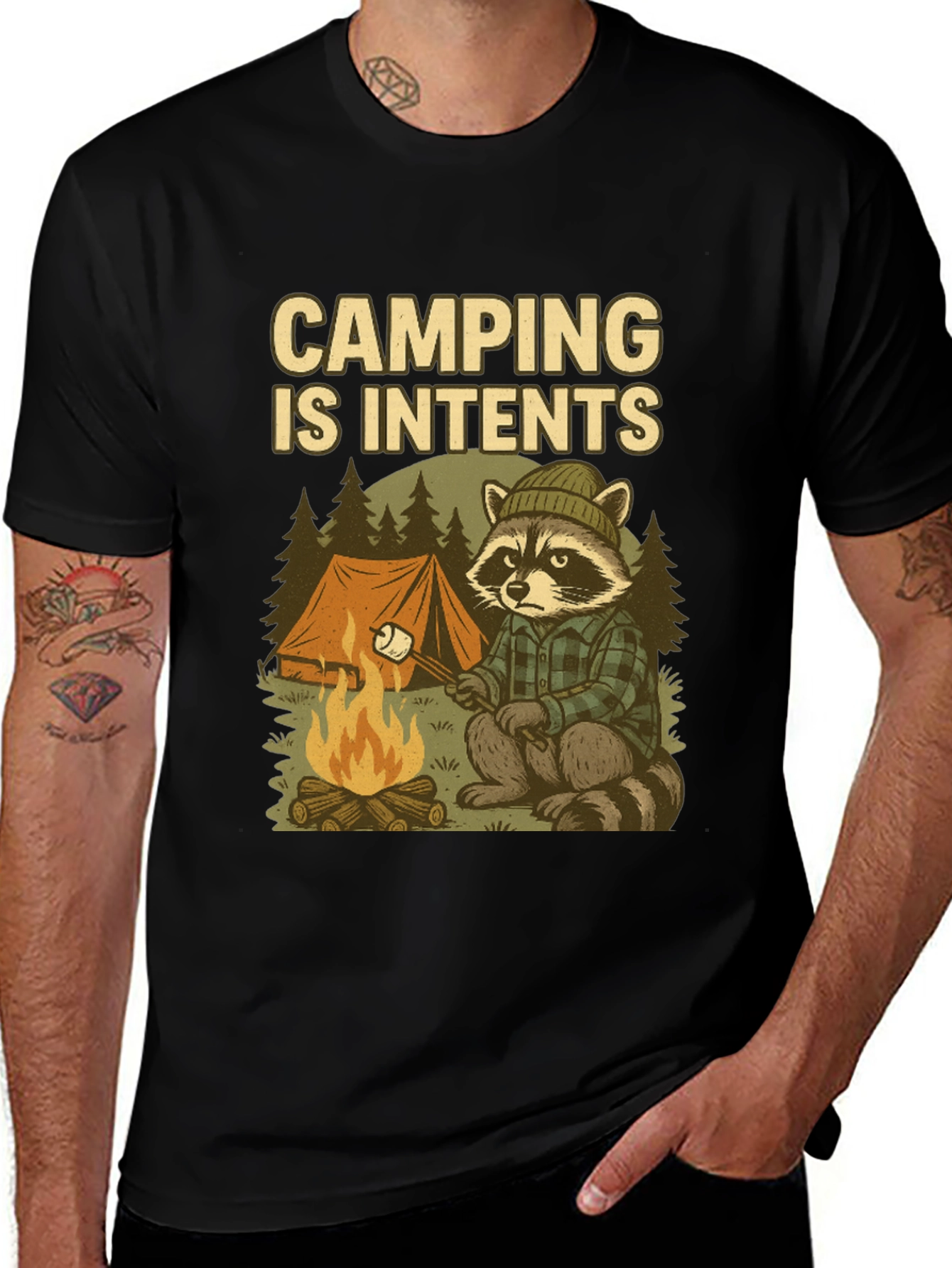Variant 3 of Camping Is Intents Funny Raccoon Campfire T-Shirt