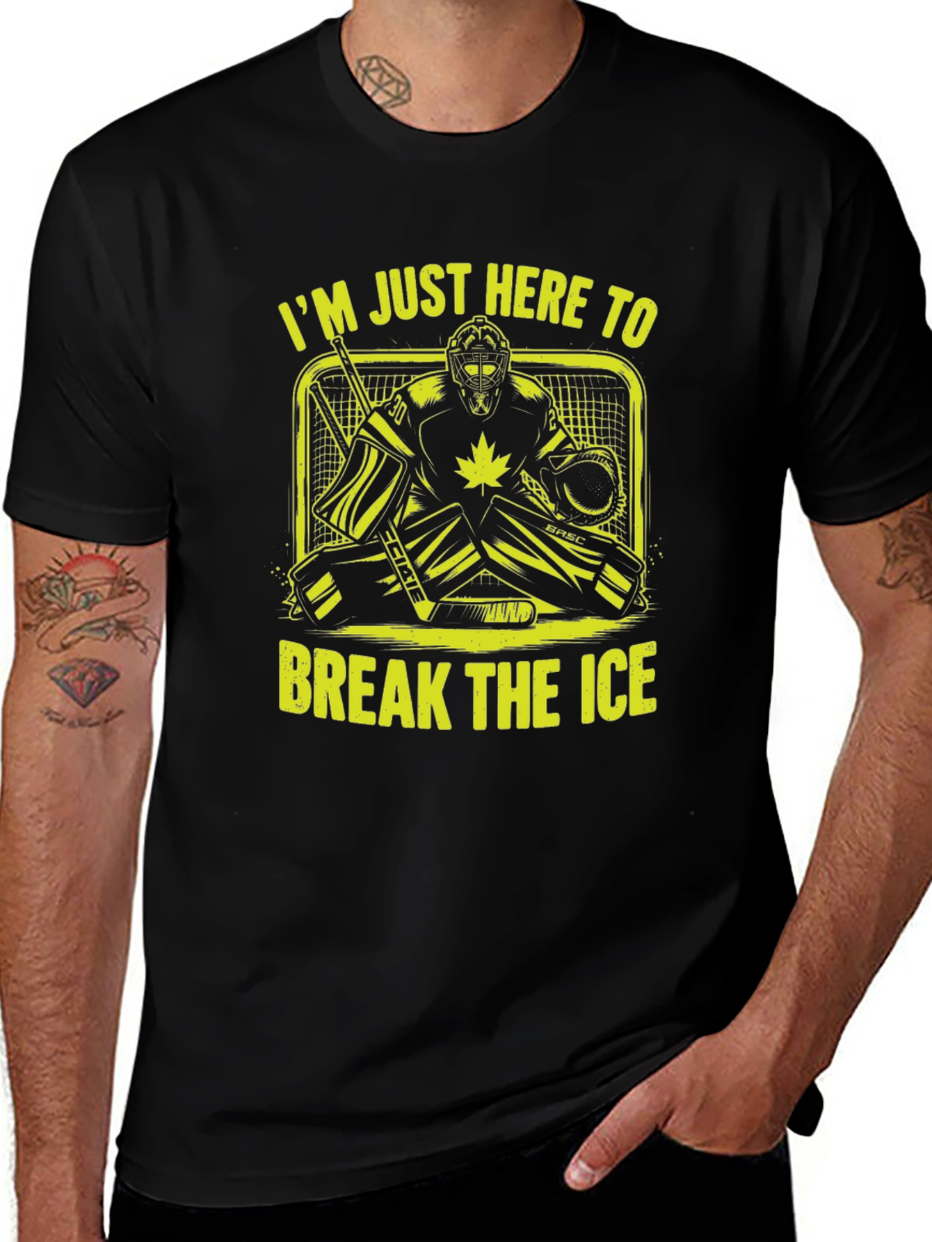 Variant 6 of Hockey Goalie T-Shirt - I'm Just Here to Break the Ice