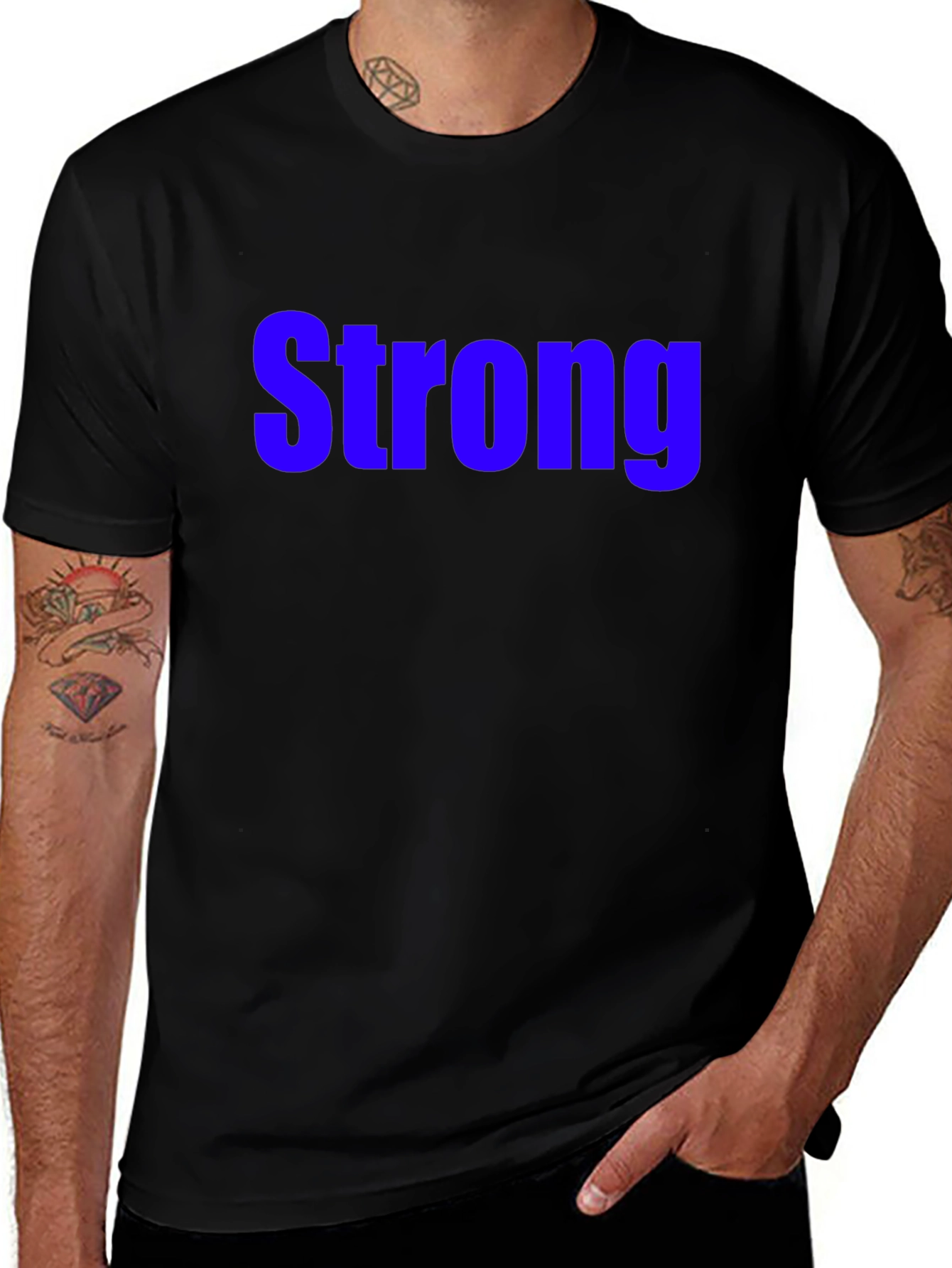 Variant 11 of Men's Black "Strong" Graphic Tee
