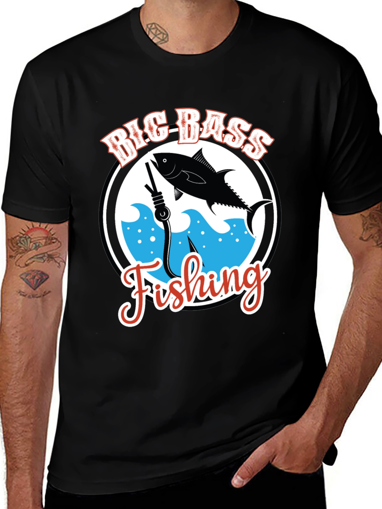 Variant 9 of Big Bass Fishing Graphic T-Shirt