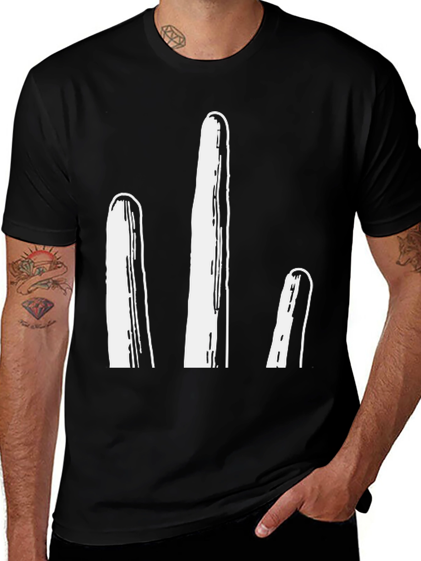 Variant 14 of Abstract Finger Graphic T-Shirt - Black