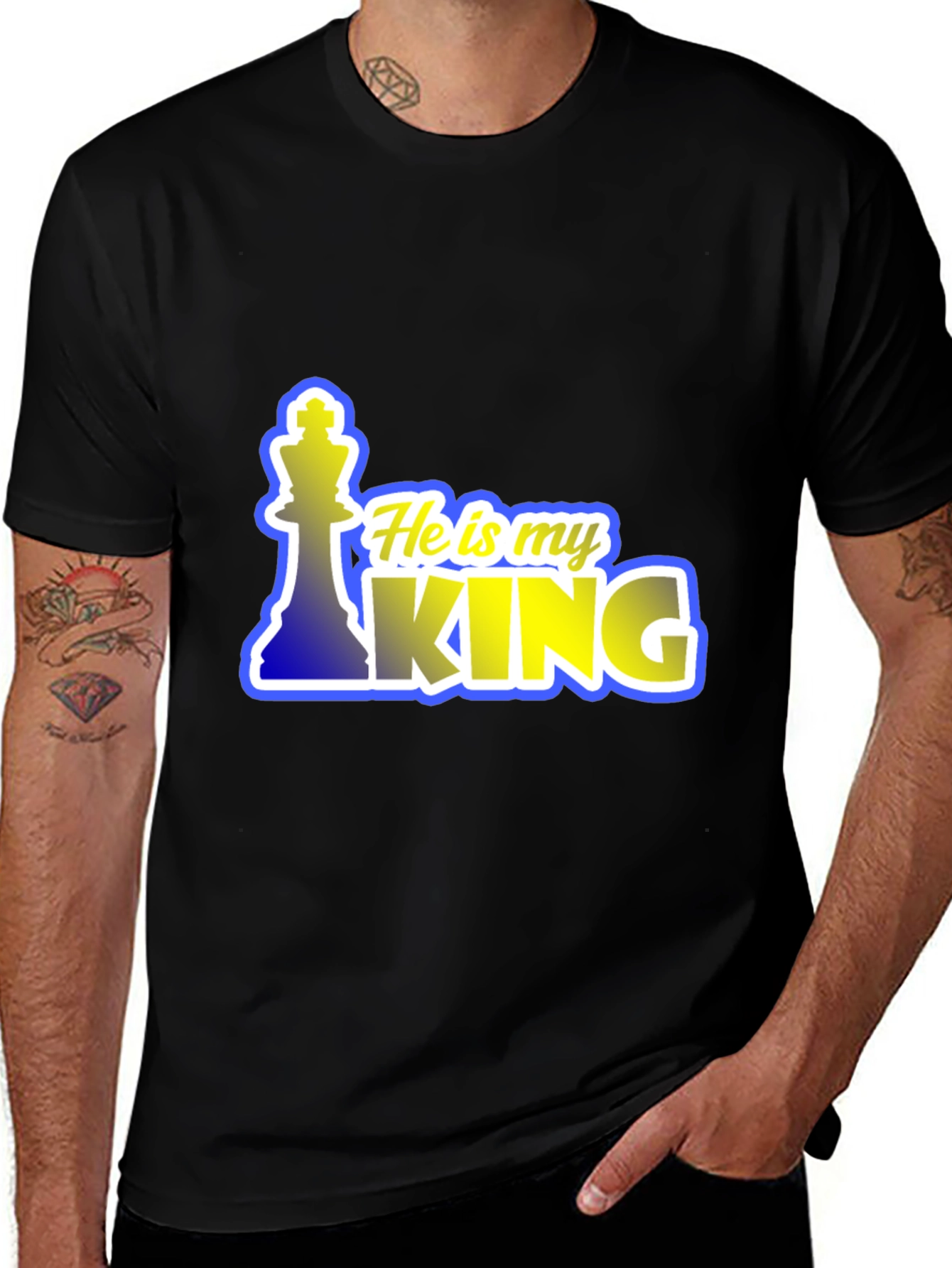Variant 13 of He is my King Chess Piece Graphic T-Shirt