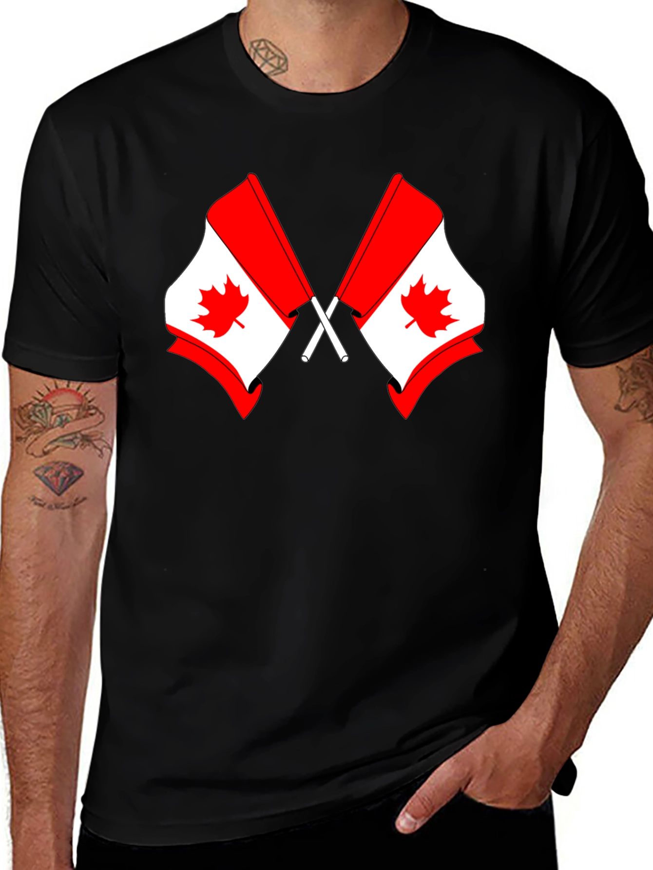 Canadian Flag T-Shirt - Black Cotton Blend