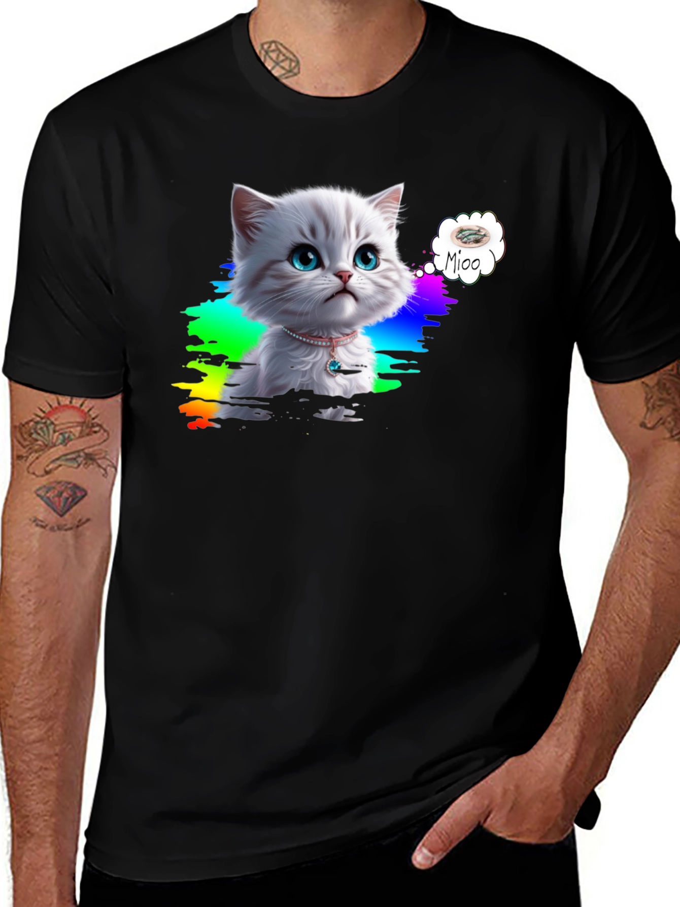 Variant 12 of Cute Cat Rainbow Graphic T-Shirt