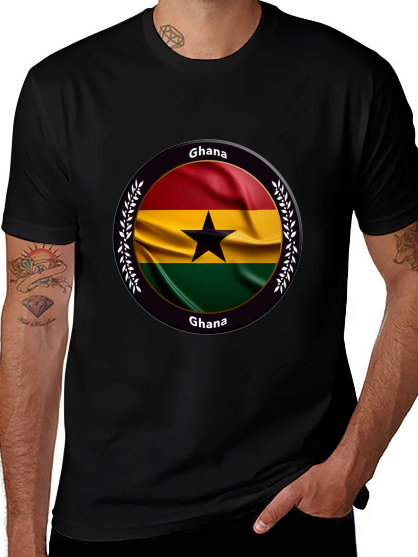 Variant 23 of Ghana Flag T-Shirt - Black Pride