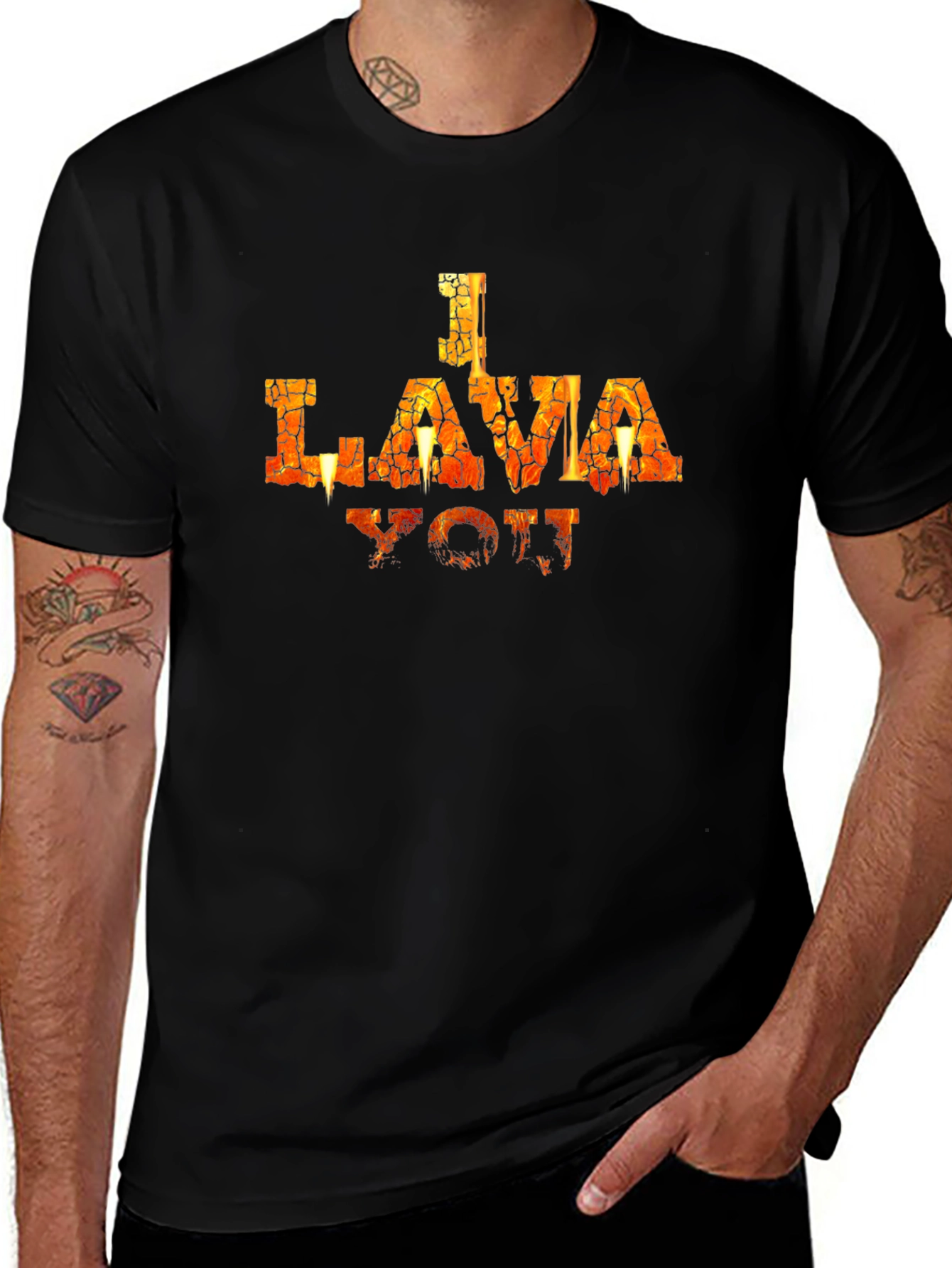 Variant 7 of I Lava You Graphic Print Black T-Shirt