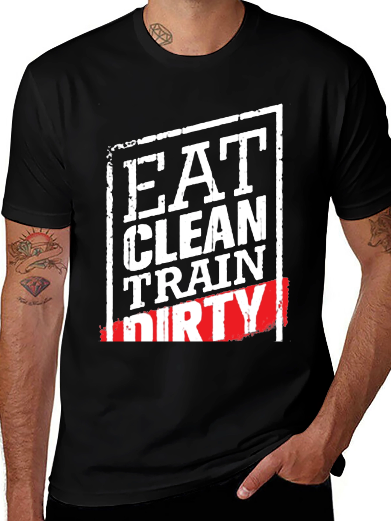 Variant 24 of Eat Clean Train Dirty Graphic Tee - Black