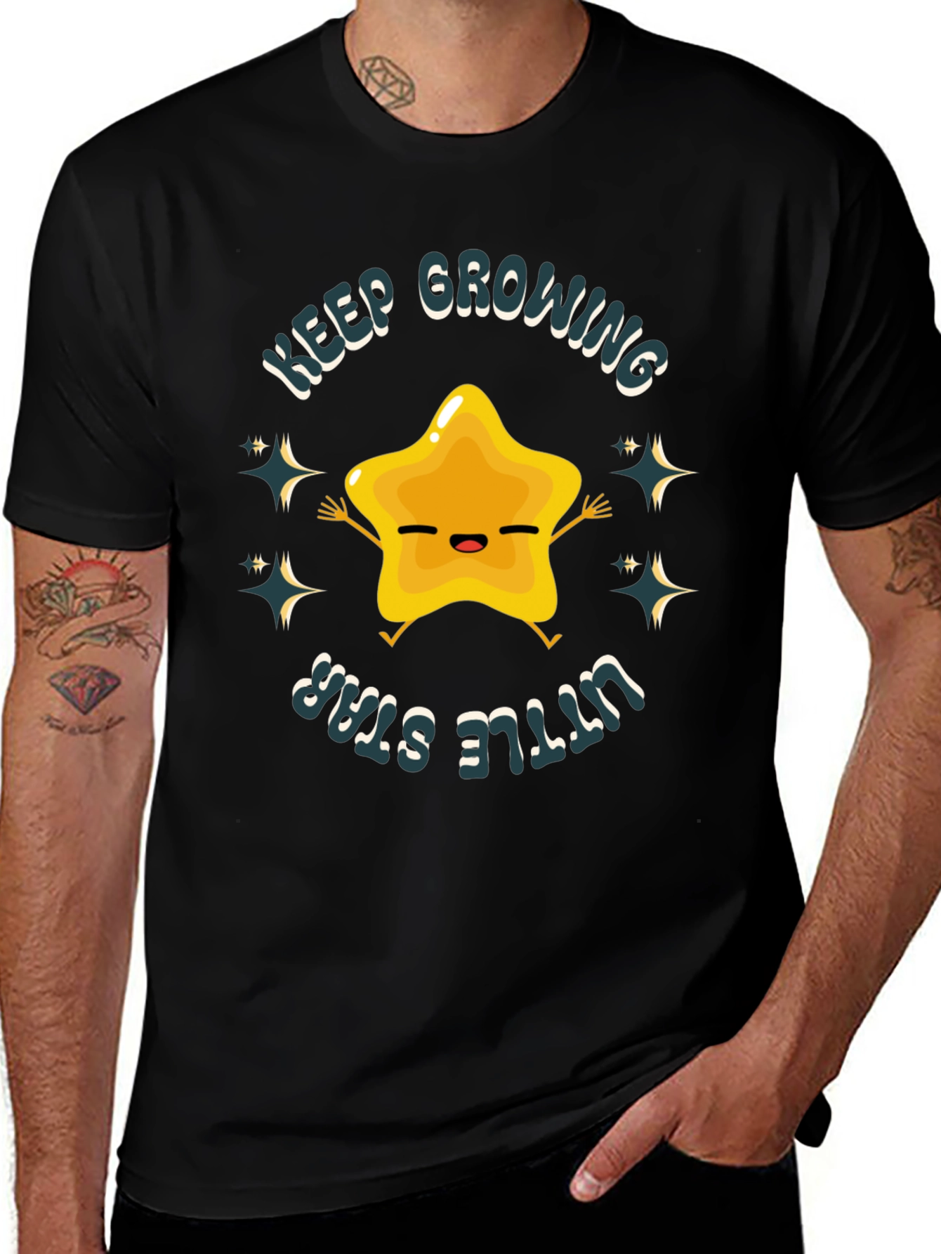 Variant 3 of Keep Growing Little Star Black T-Shirt